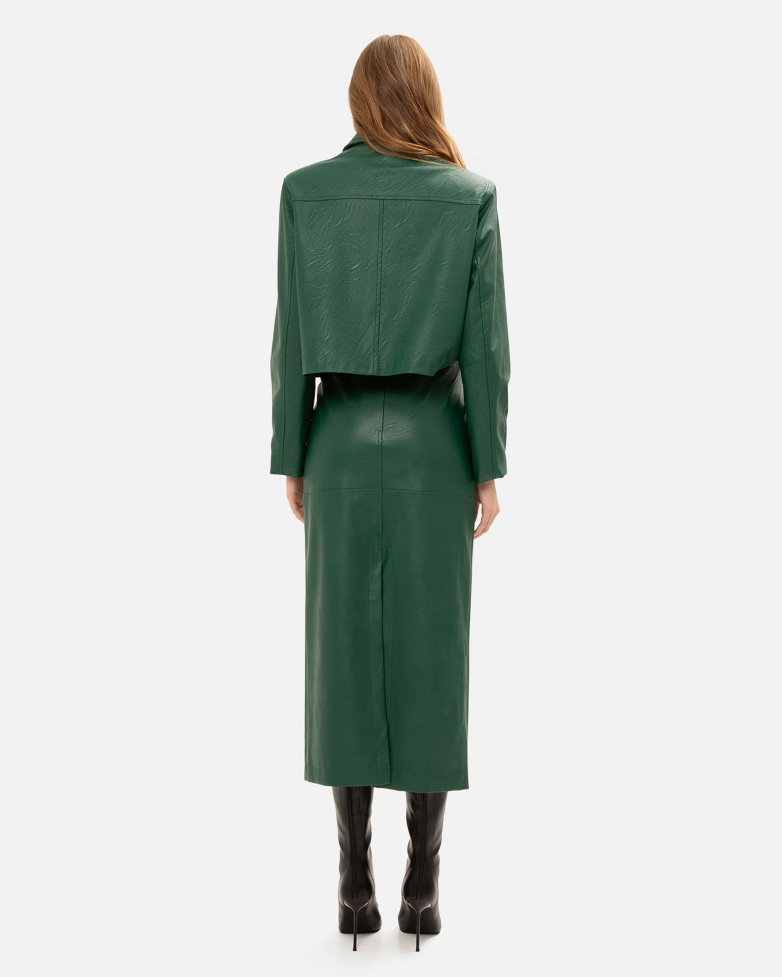 Picture of ALPINE GREEN FAUX LEATHER SKIRT