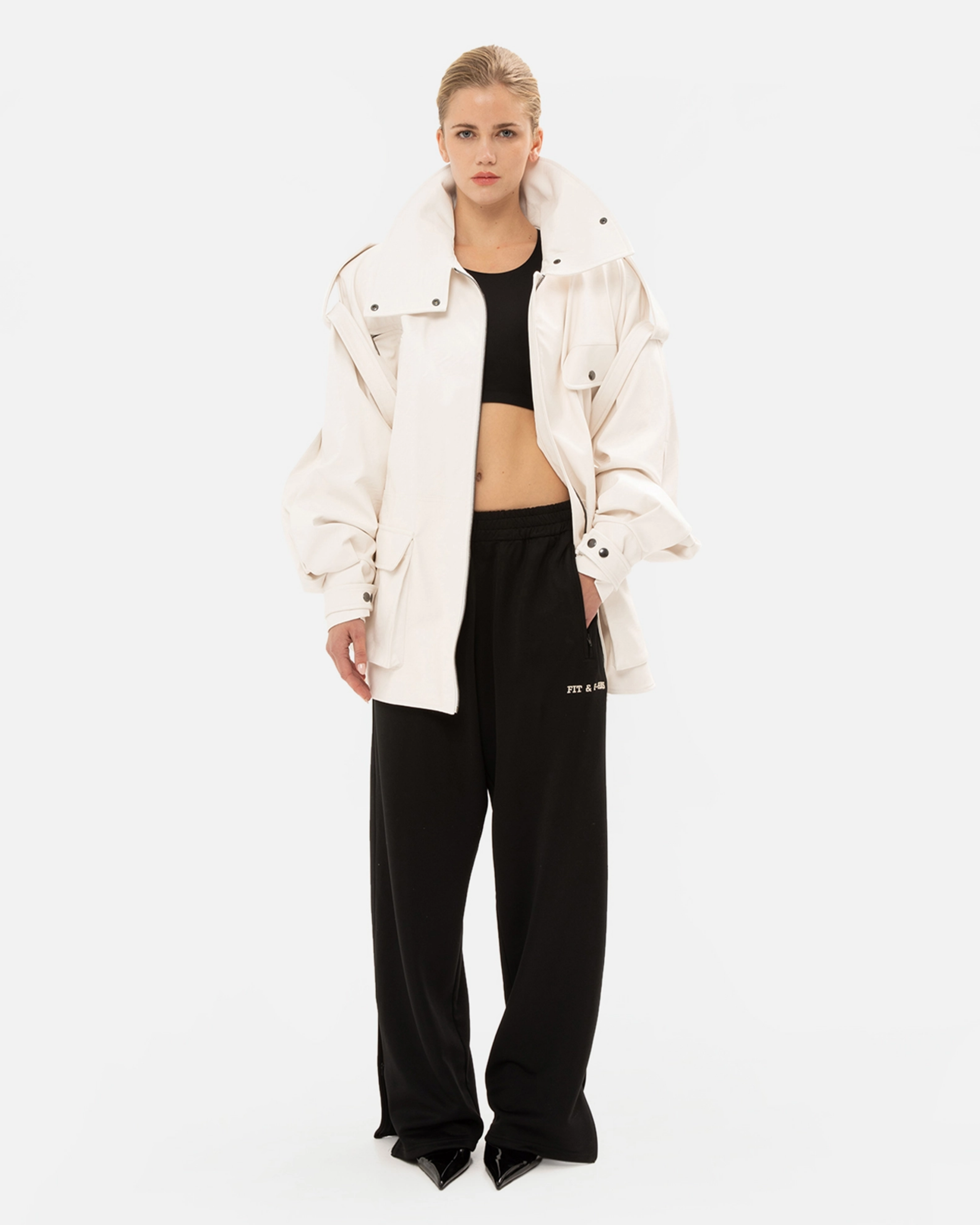 Picture of WHITE FAUX LEATHER JACKET