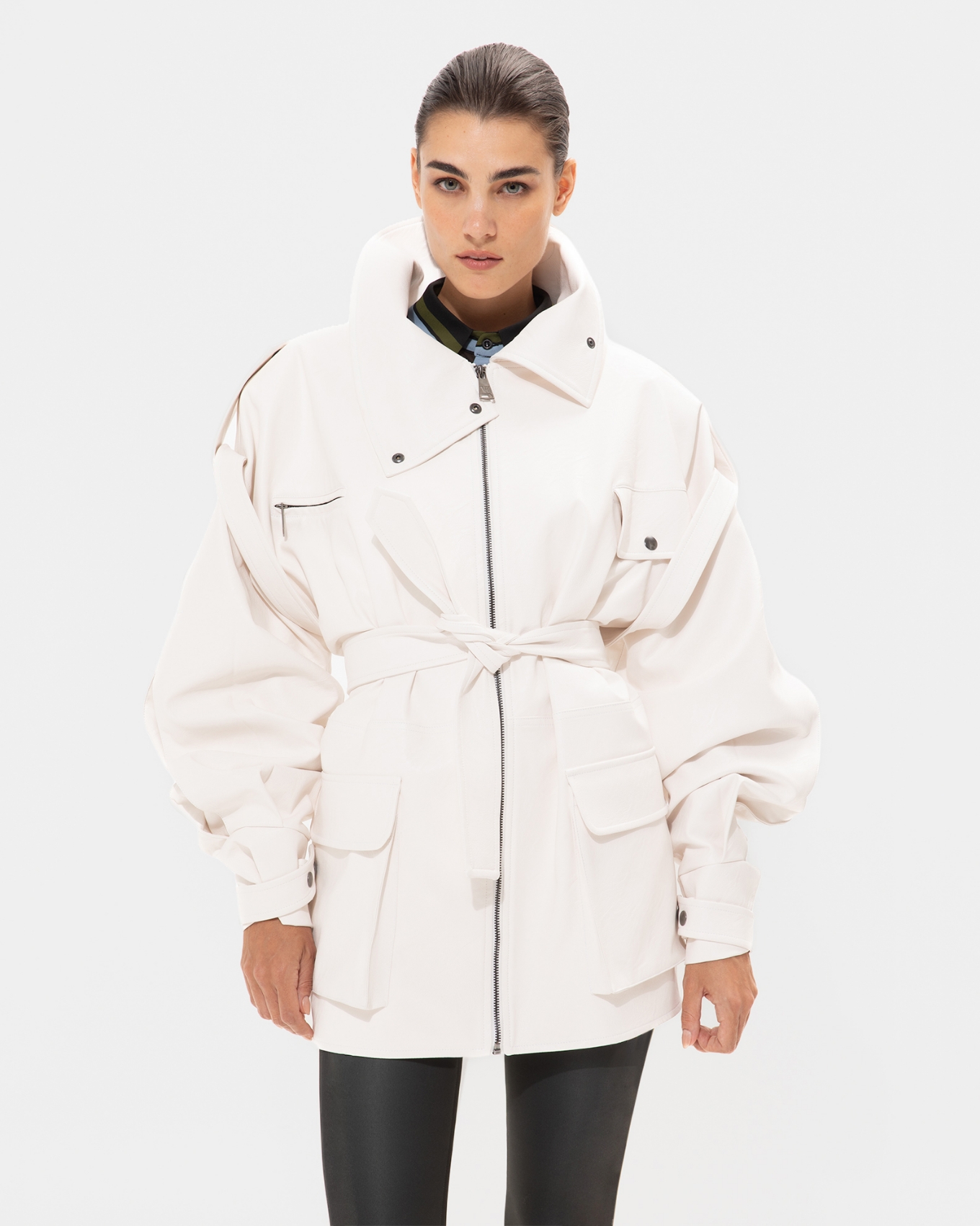 Picture of WHITE FAUX LEATHER JACKET