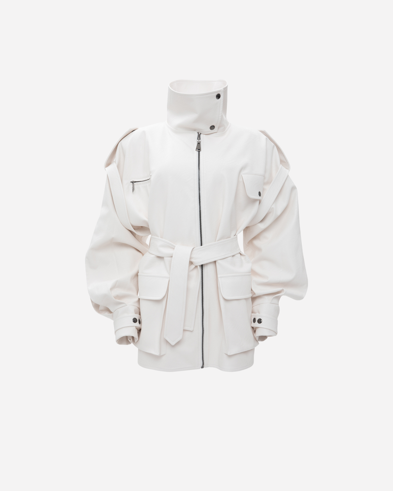 Picture of WHITE FAUX LEATHER JACKET