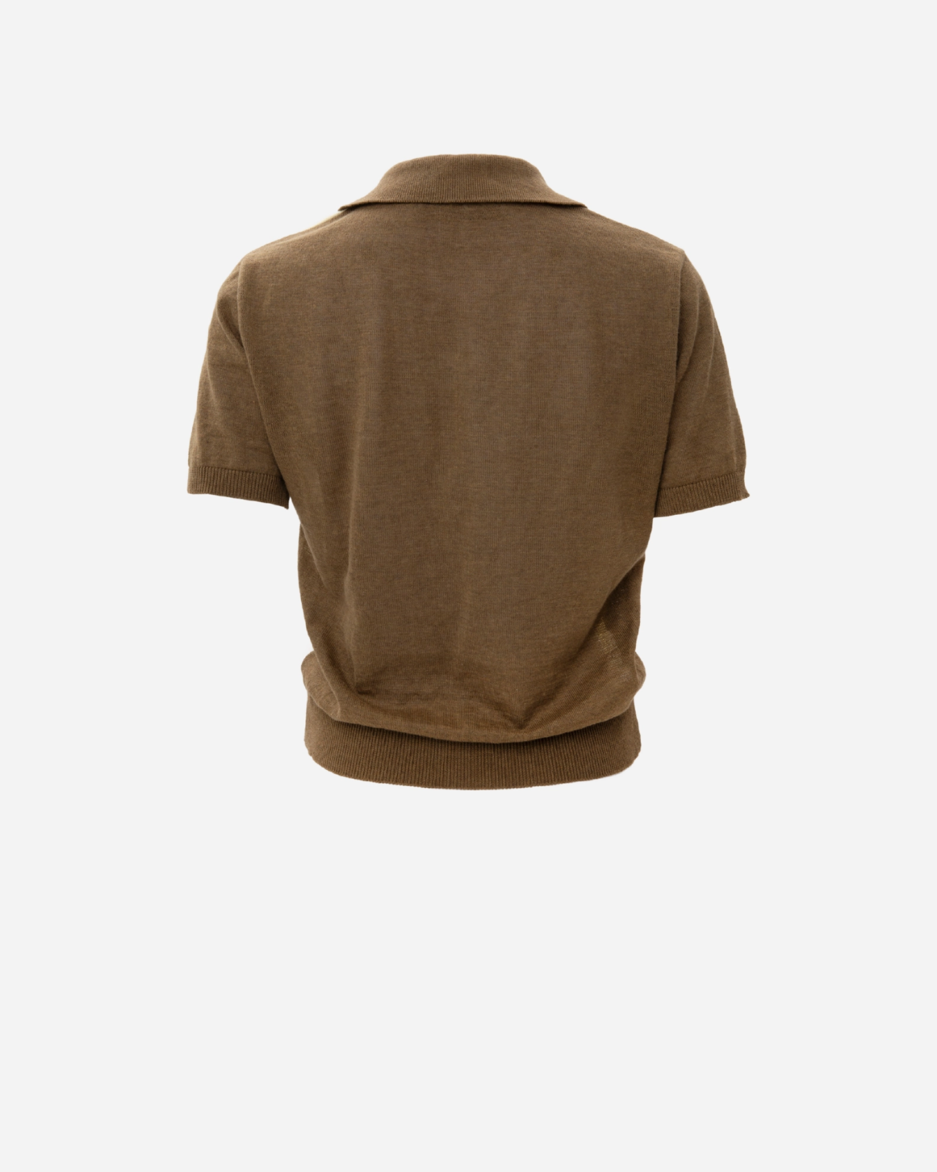 Picture of Olive Polo Knitted T-Shirt with Rhombus Pattern