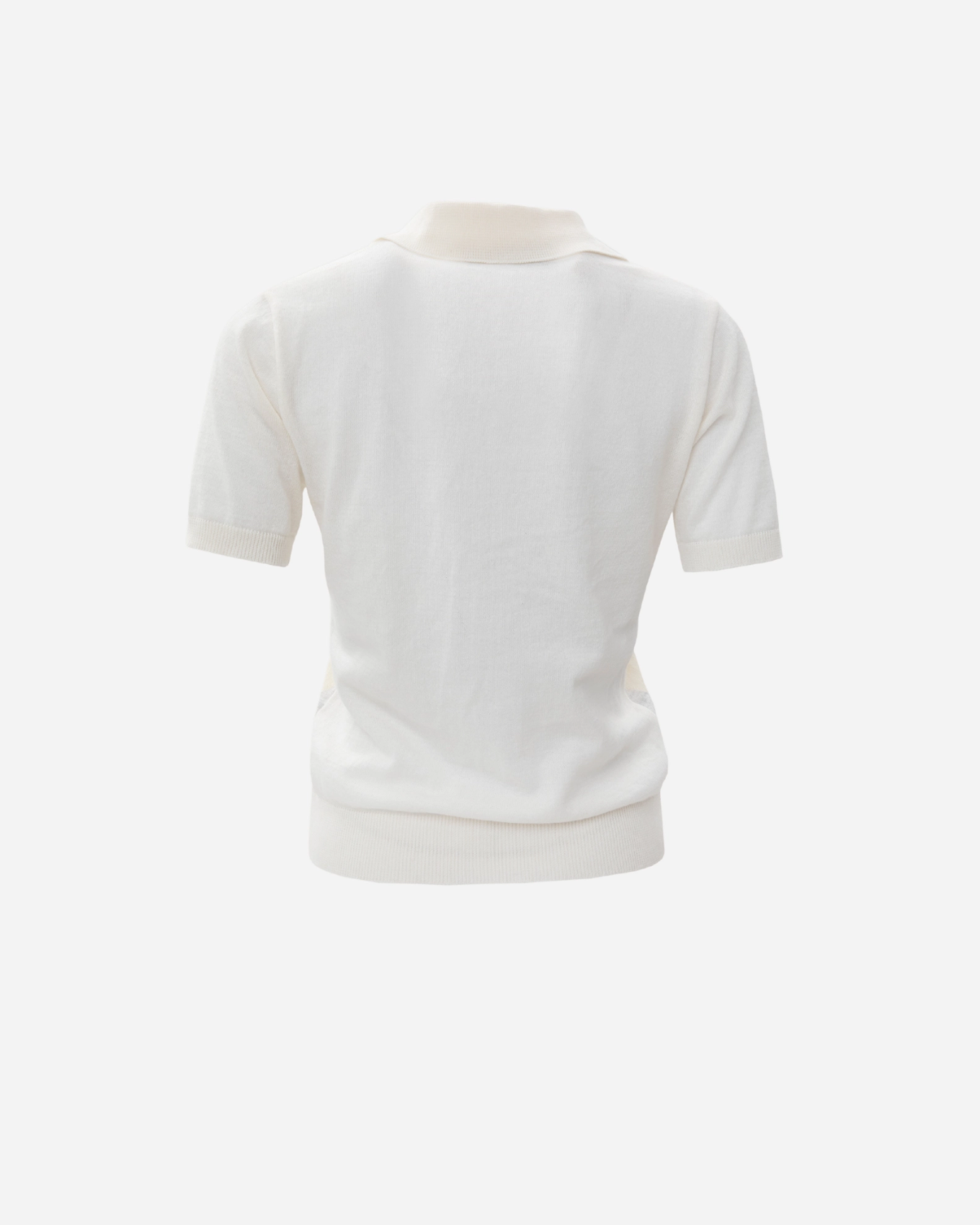 Picture of Ecru Polo Knitted T-Shirt with Rhombus Pattern