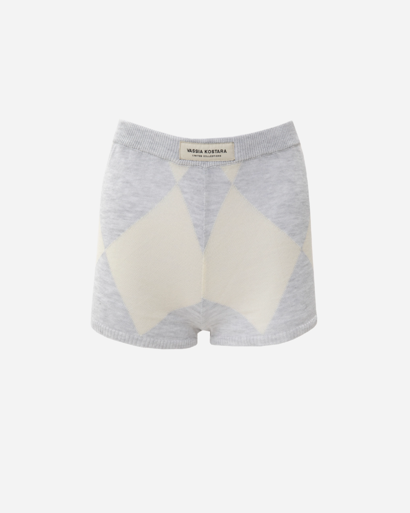 Picture of Ecru Knitted Shorts with Rhombus Pattern