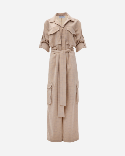 Picture of Beige Chequered Jumpsuit