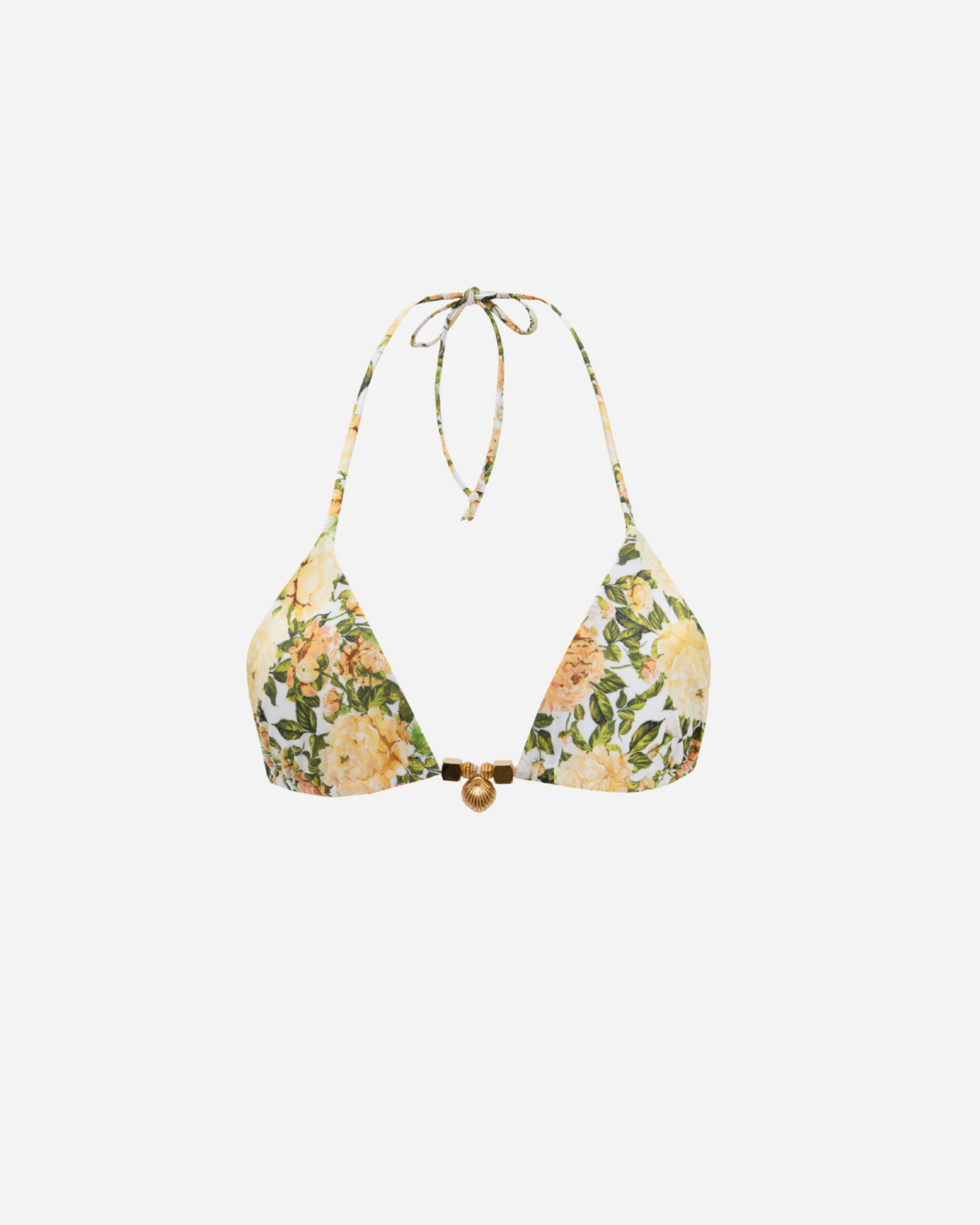 Picture of Yellow Floral Triangle Bikini Top