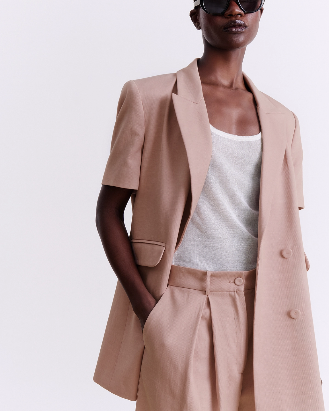 Picture of BLUSH SHORT-SLEEVE TAILORED BLAZER