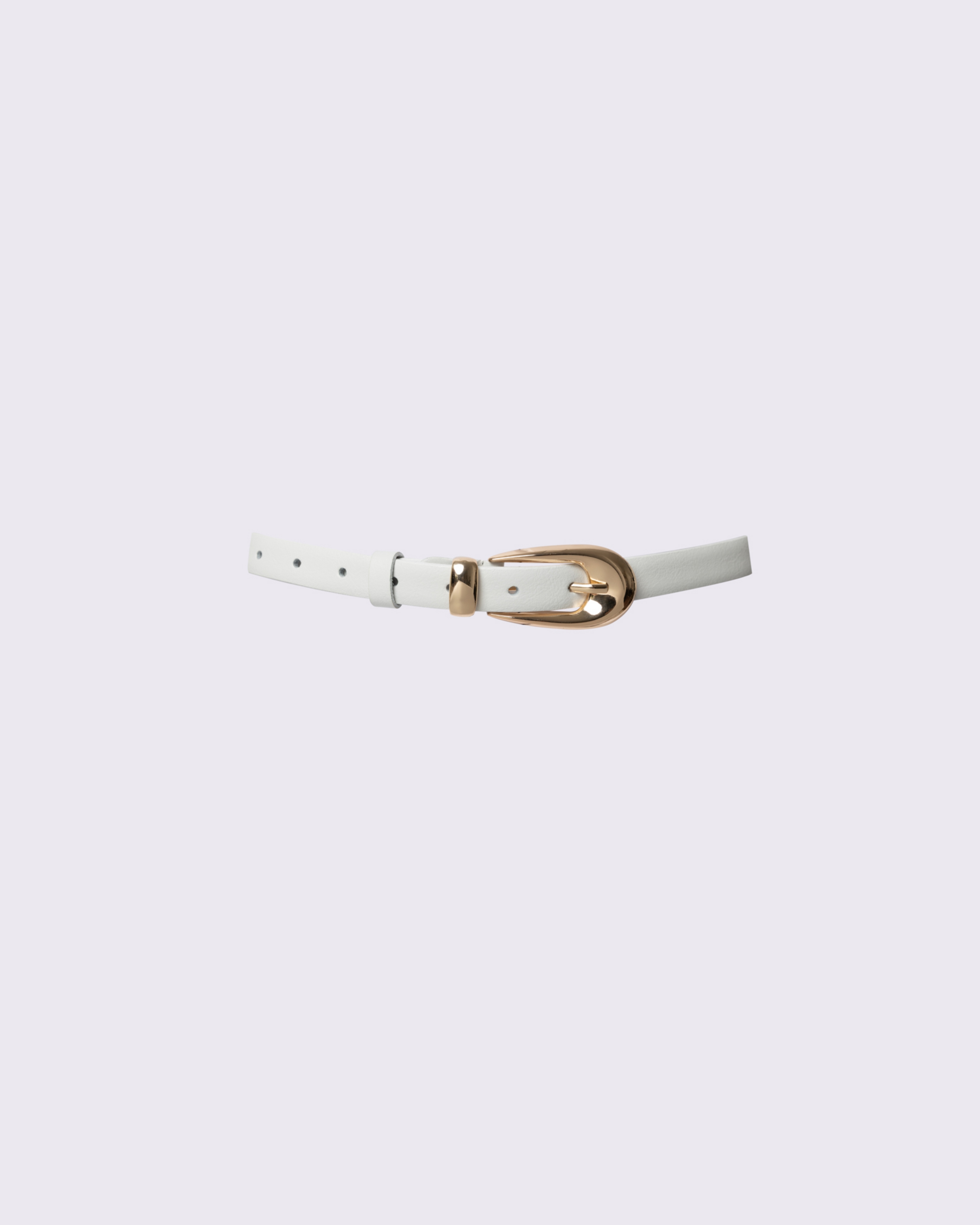 Picture of WHITE LEATHER BELT WITH GOLD BUCKLE