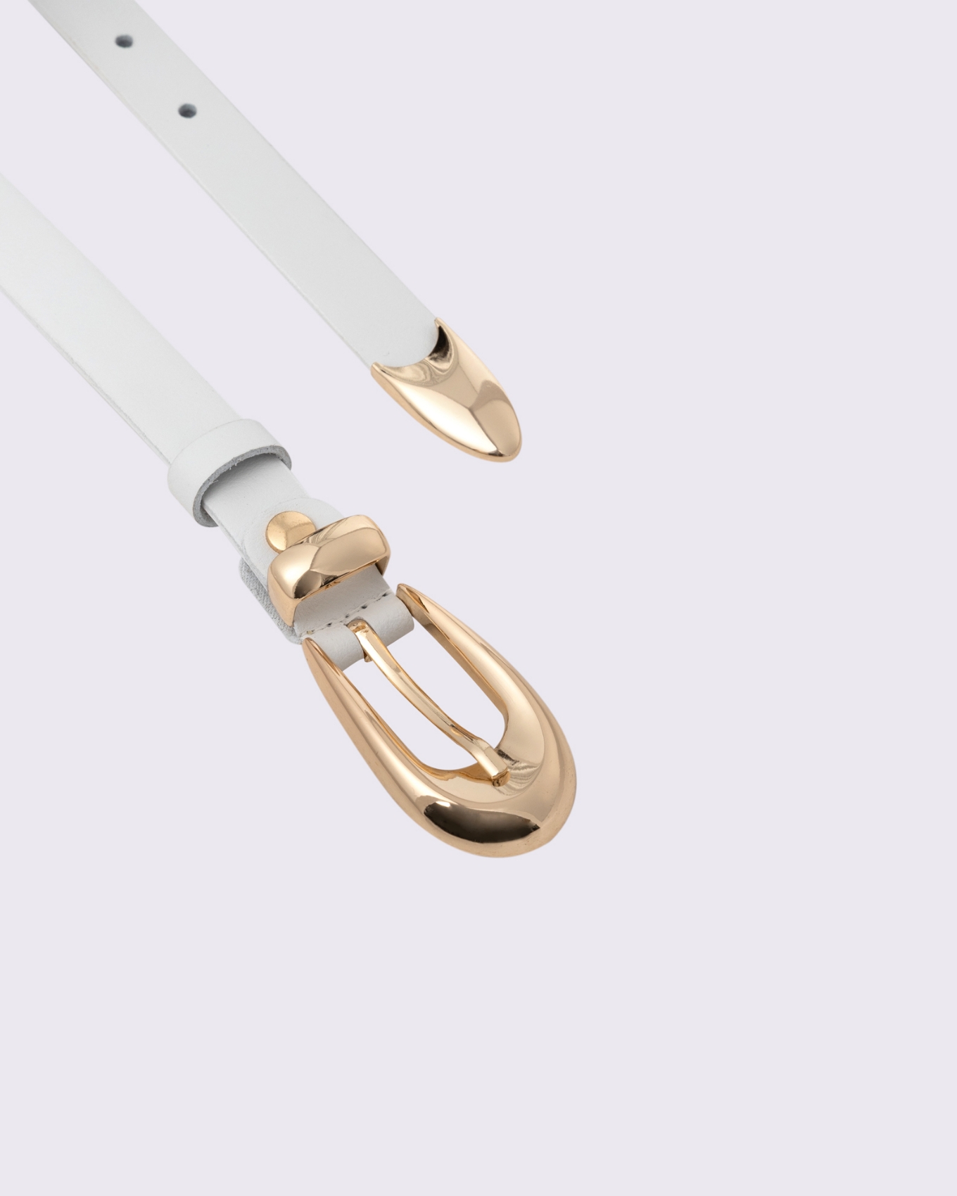Picture of WHITE LEATHER BELT WITH GOLD BUCKLE