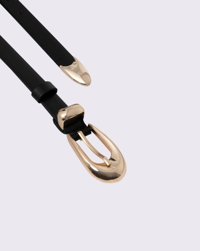 Picture of SLIM LEATHER BELT WITH GOLD BUCKLE