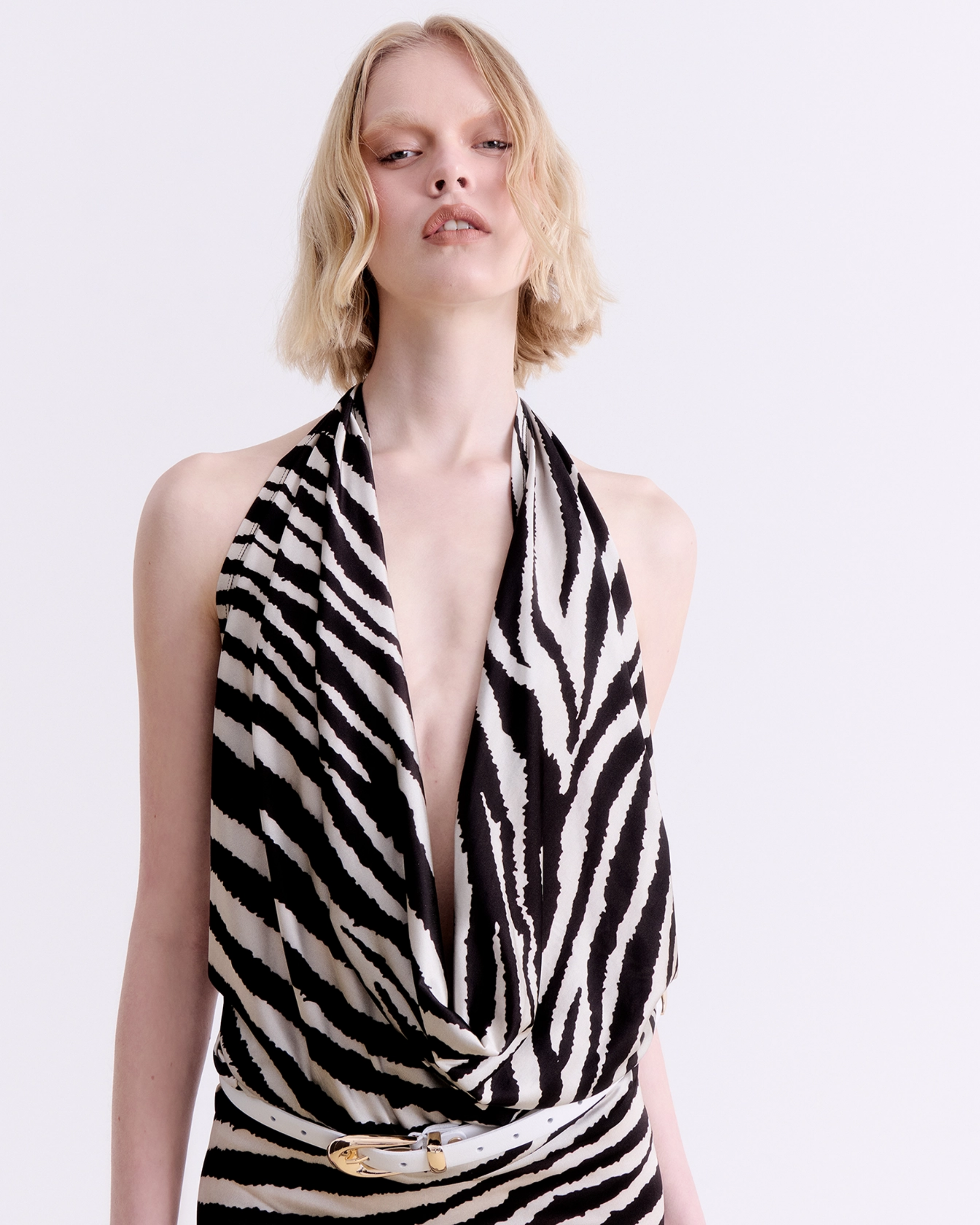 Picture of ZEBRA PRINT COWL NECK DRESS
