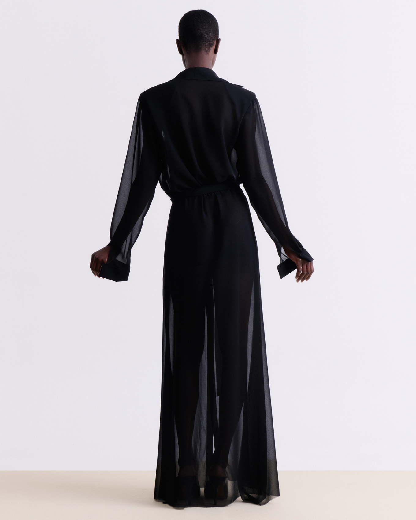 Picture of BLACK SILK SHEER MAXI DRESS