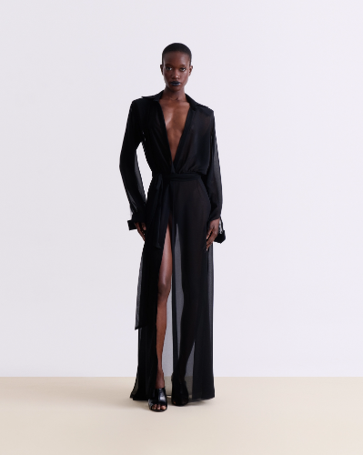 Picture of BLACK SILK SHEER MAXI DRESS