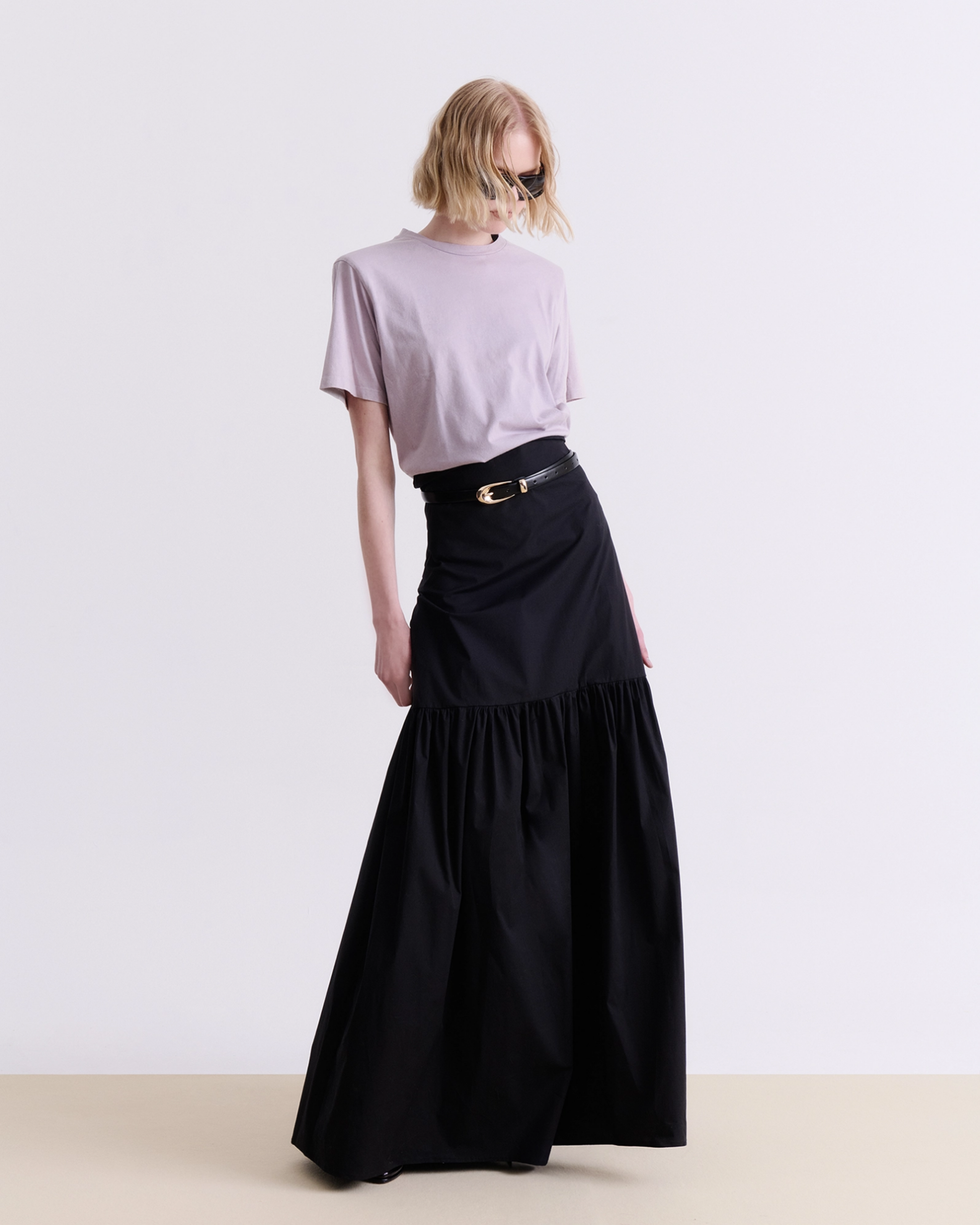 Picture of BLACK VOLUMINOUS MAXI SKIRT