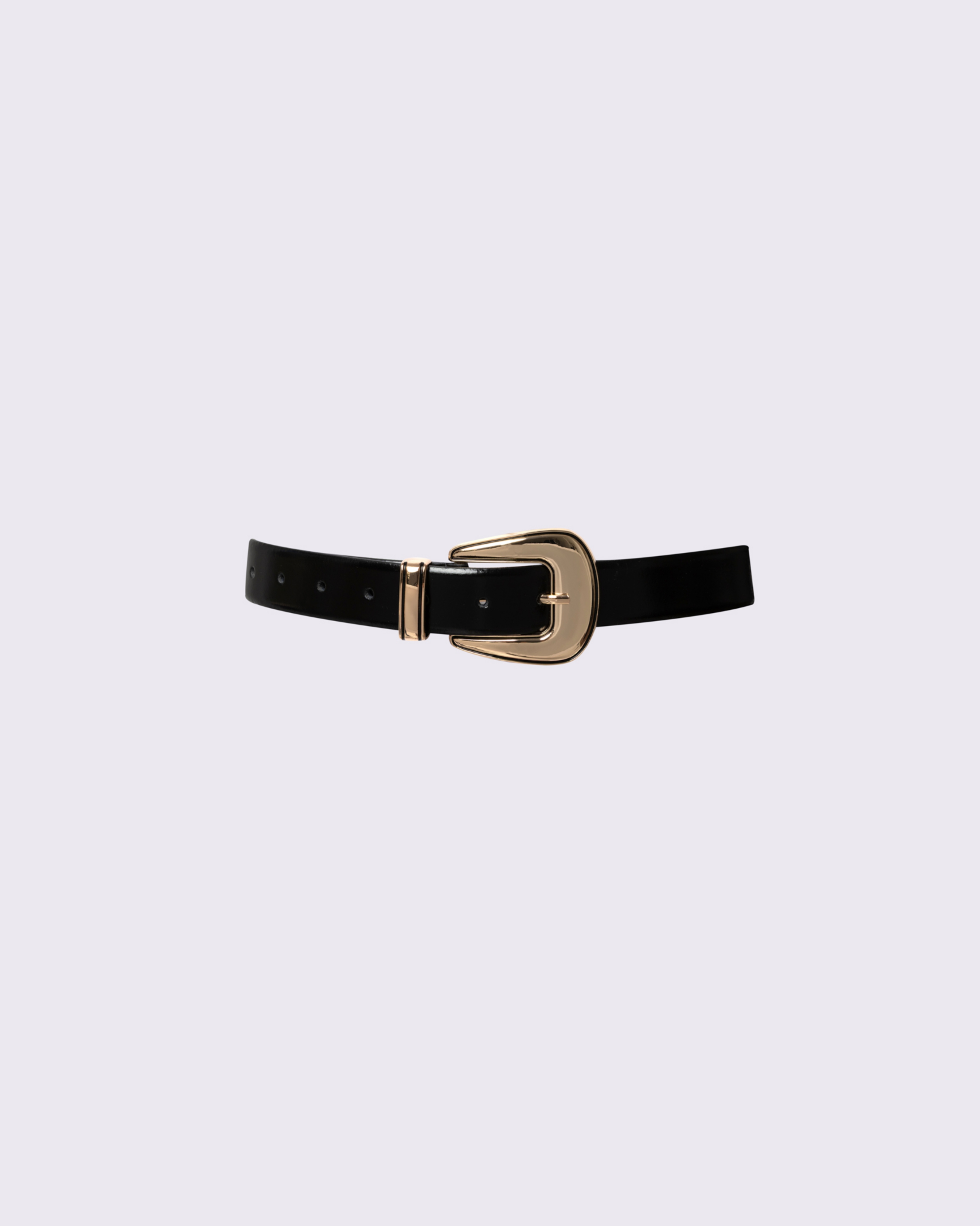 Picture of BLACK LEATHER BELT WITH GOLD BUCKLE