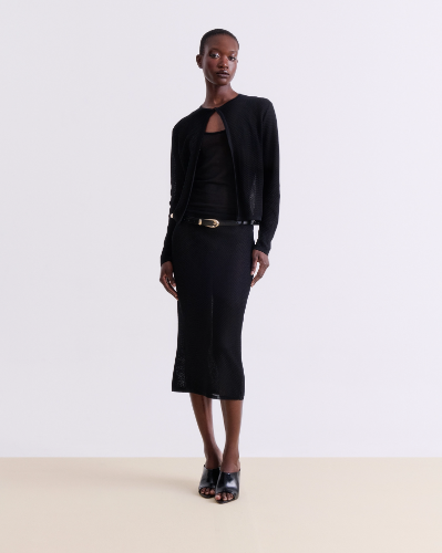 Picture of BLACK KNIT MIDI SKIRT