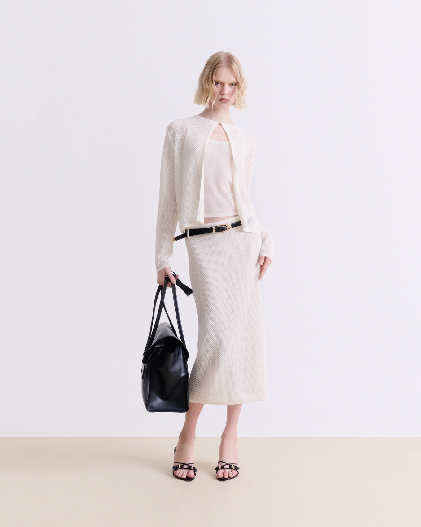 Picture of CREAM KNIT MIDI SKIRT