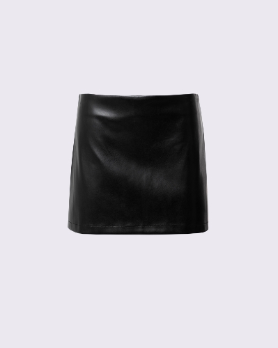 Picture of BLACK FAUX LEATHER MINI SKIRT