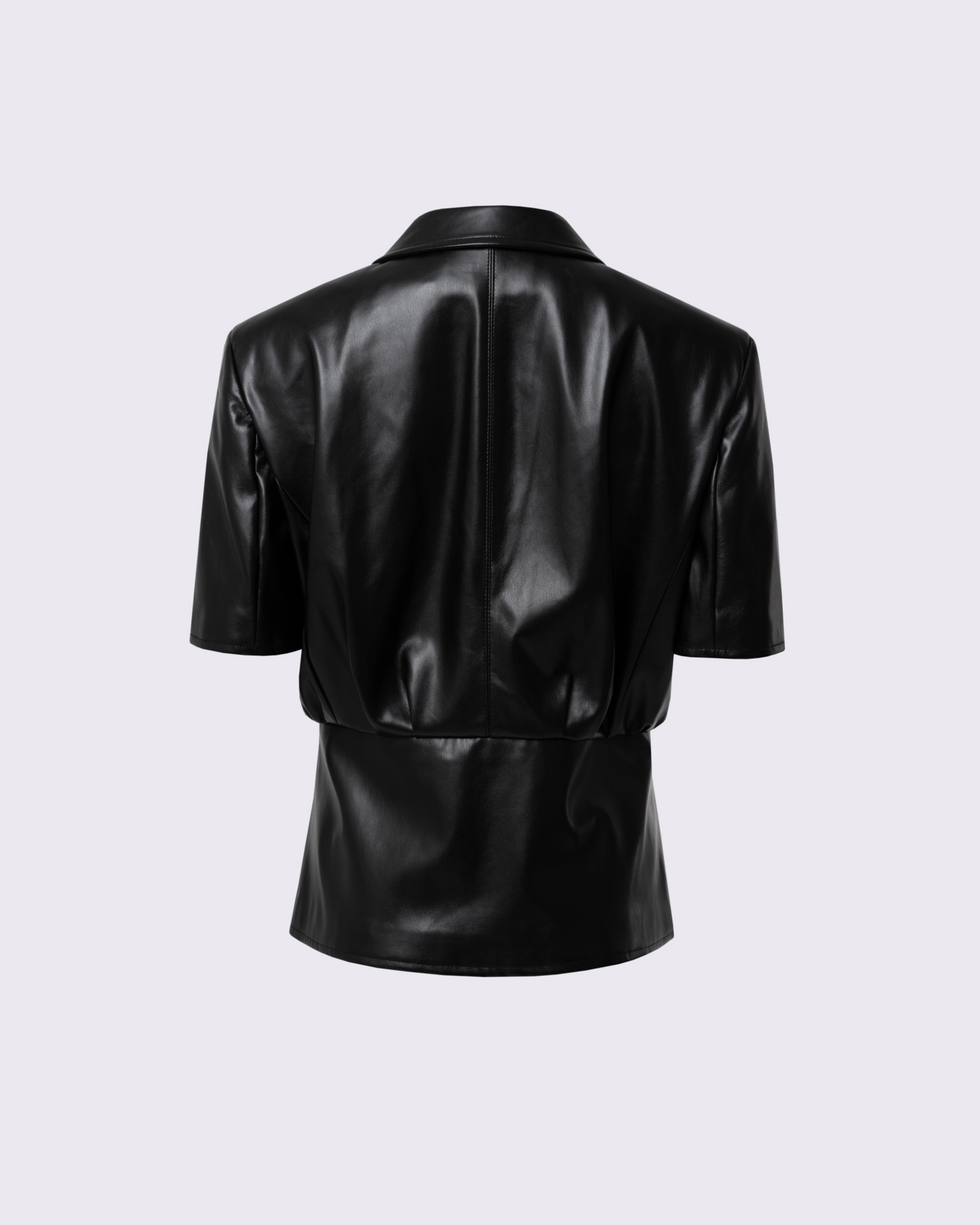Picture of BLACK FAUX LEATHER SHORT-SLEEVE BLAZER