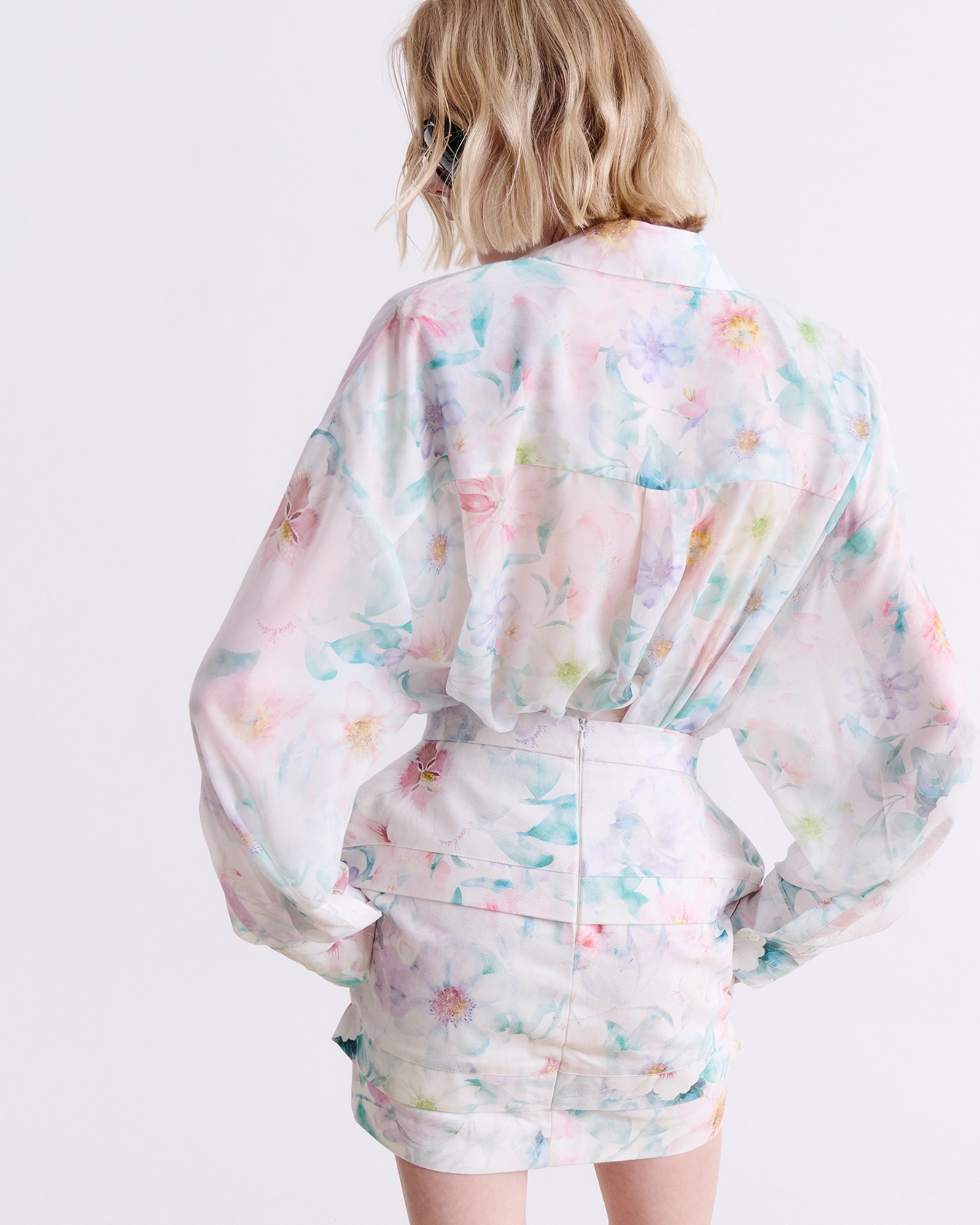 Picture of PASTEL FLORAL DENIM MINI SKIRT