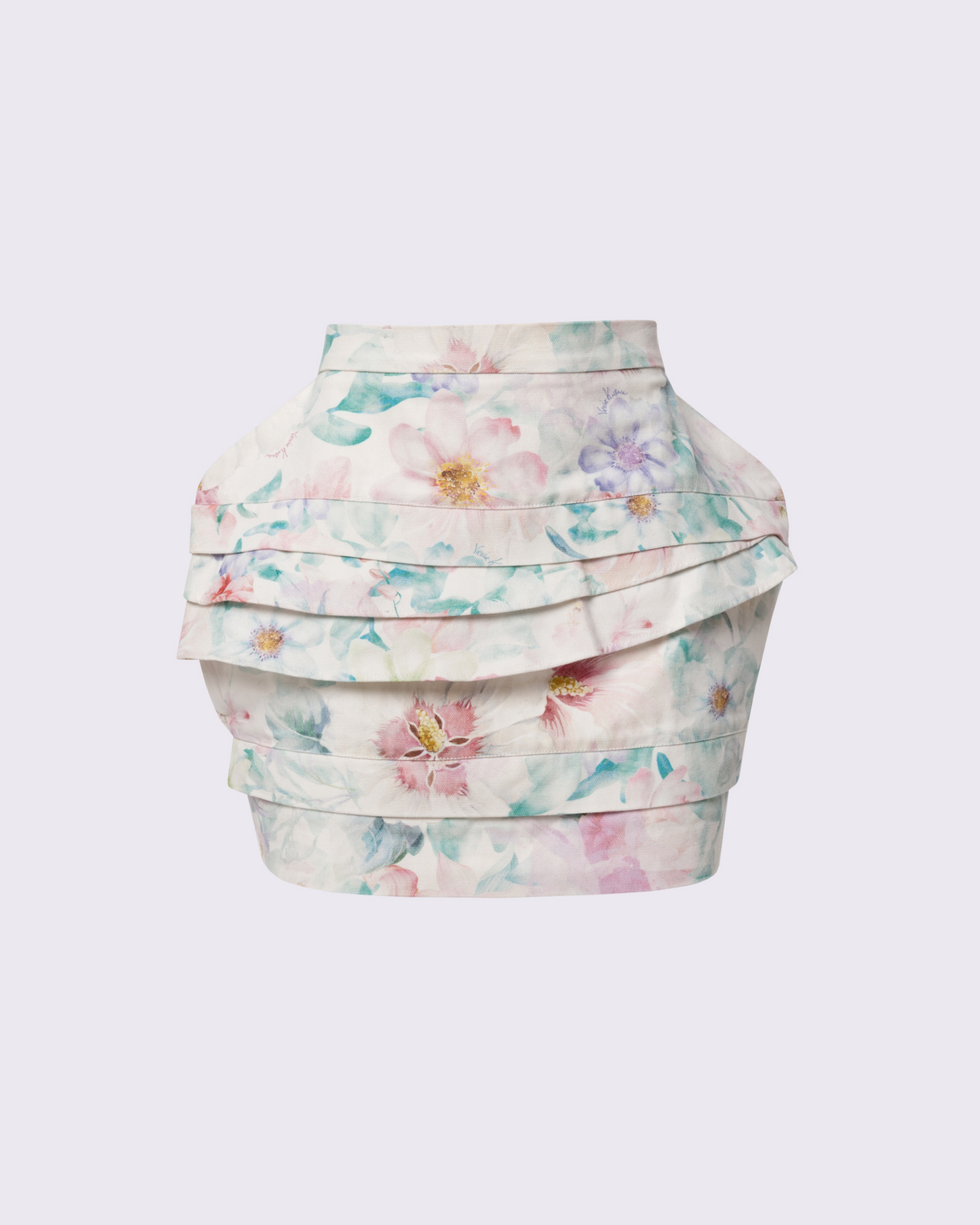 Picture of PASTEL FLORAL DENIM MINI SKIRT
