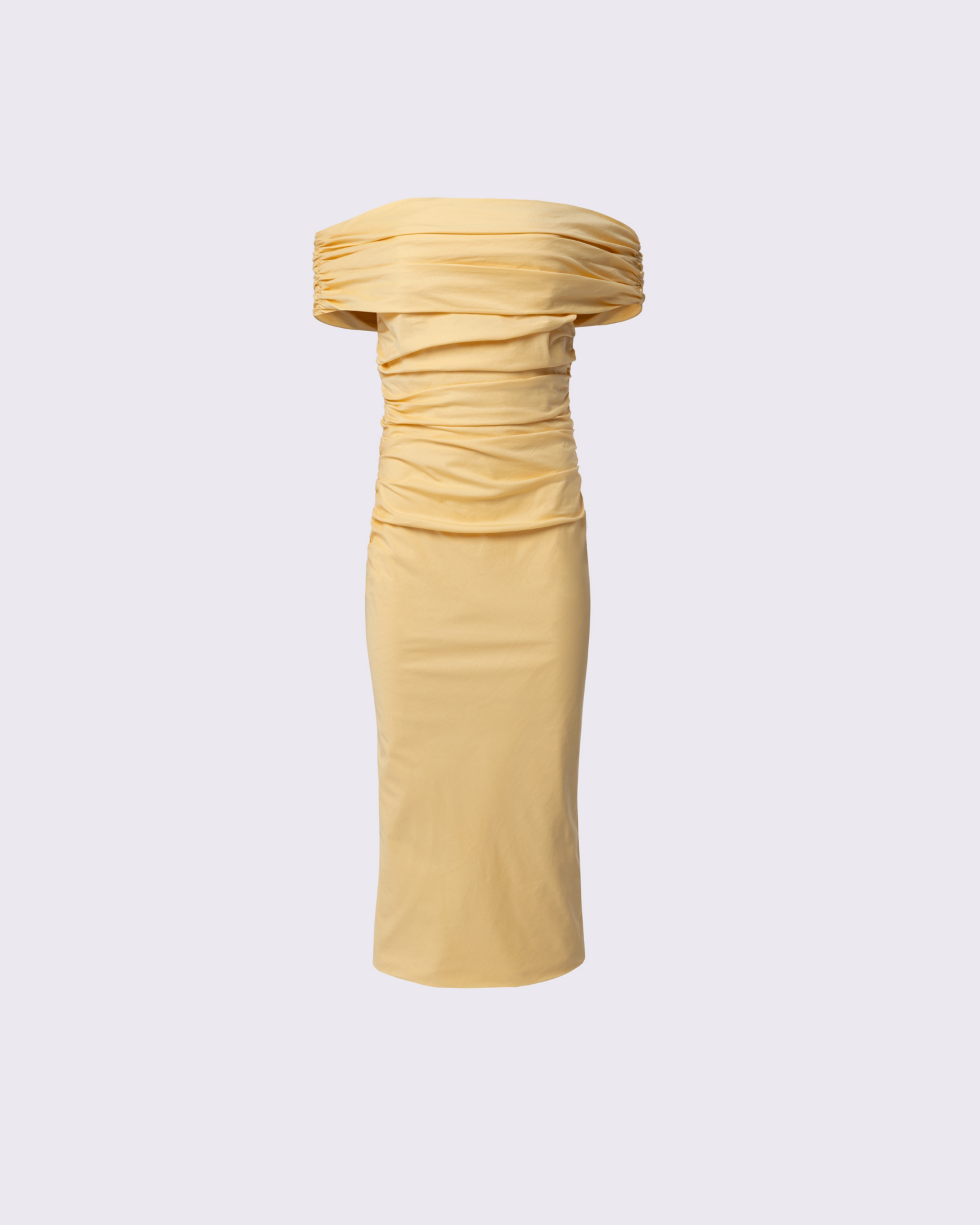 Picture of BUTTER YELLOW DRAPED MIDI DRESS