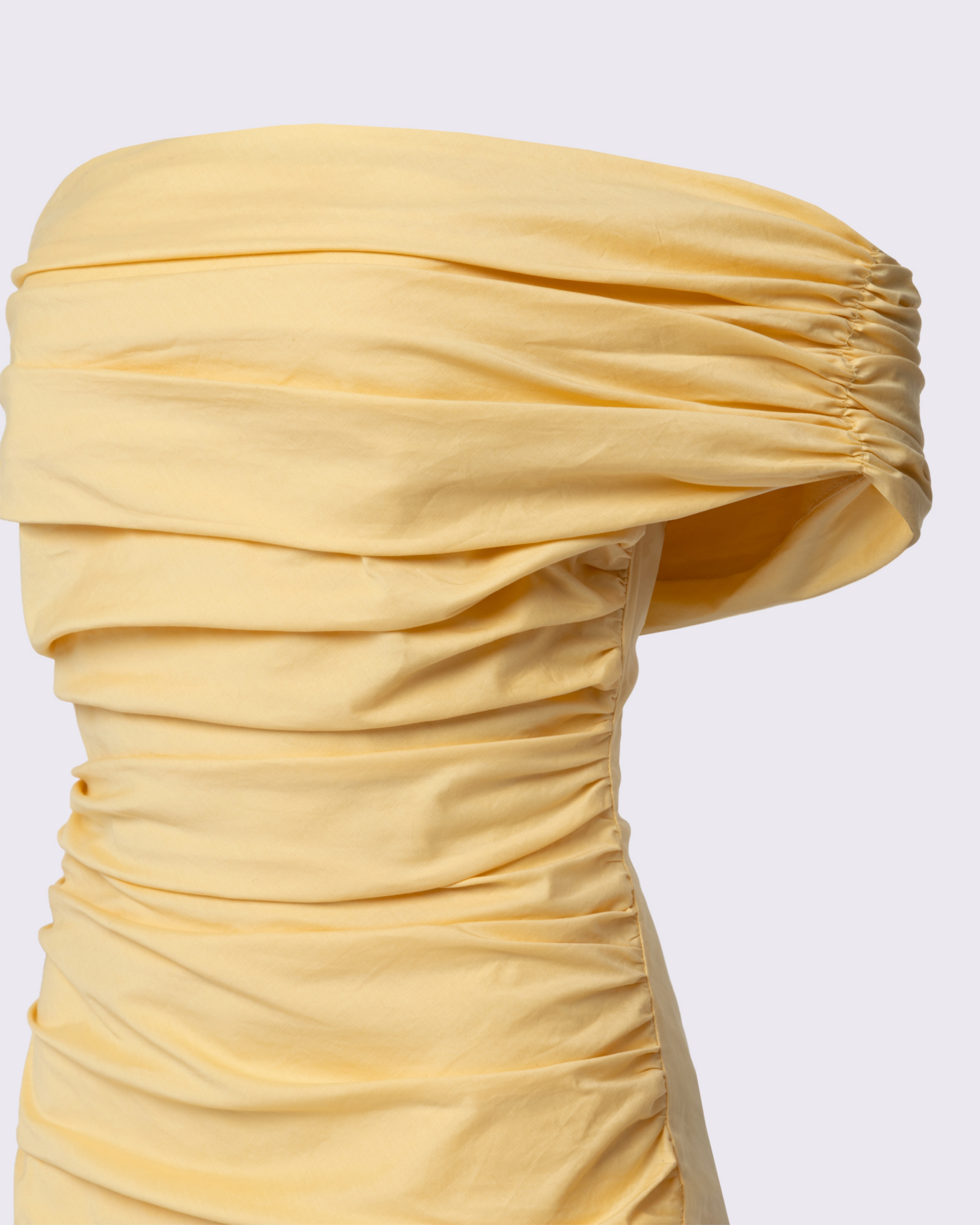 Picture of BUTTER YELLOW DRAPED MIDI DRESS