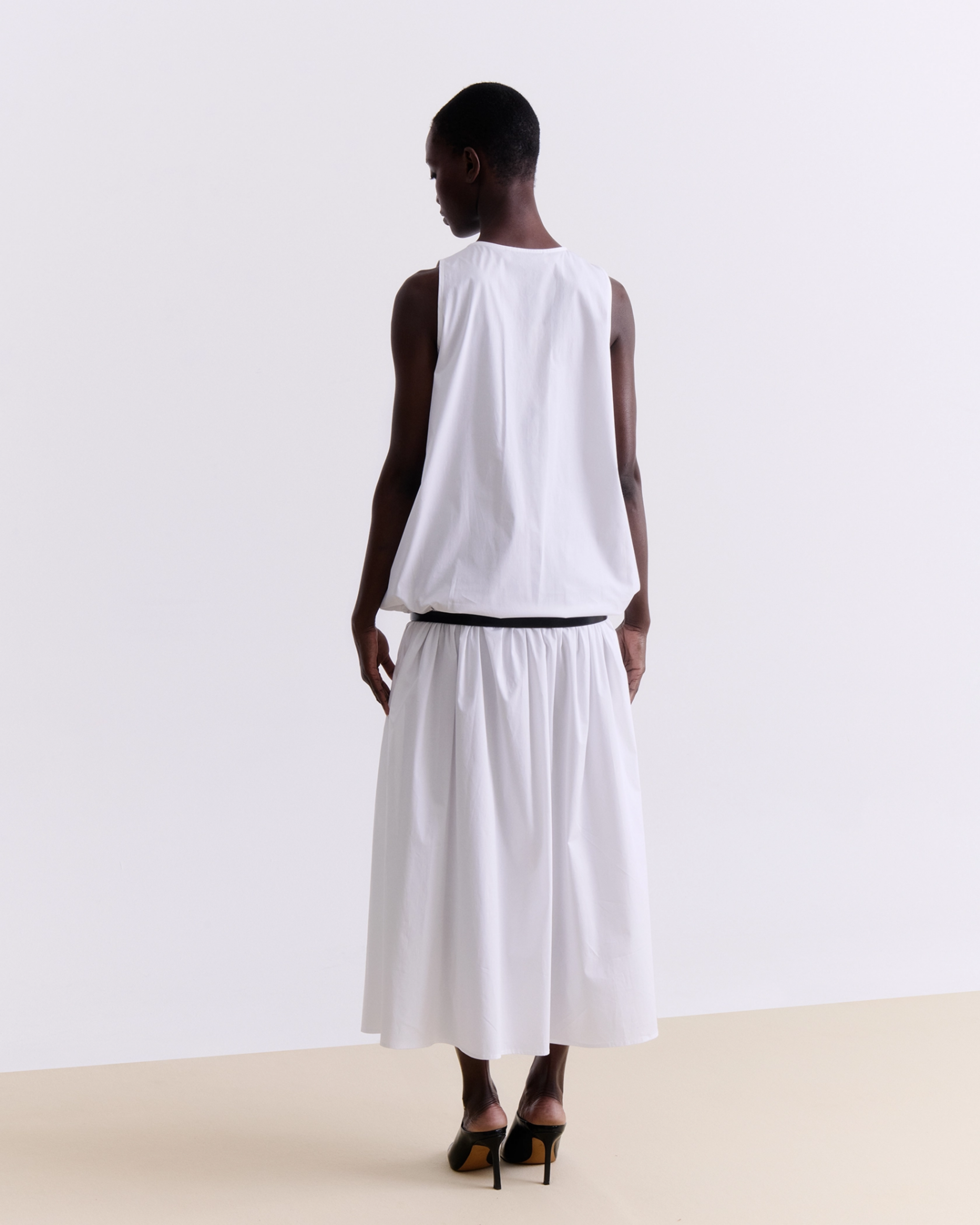 Picture of WHITE COTTON MIDI DRESS