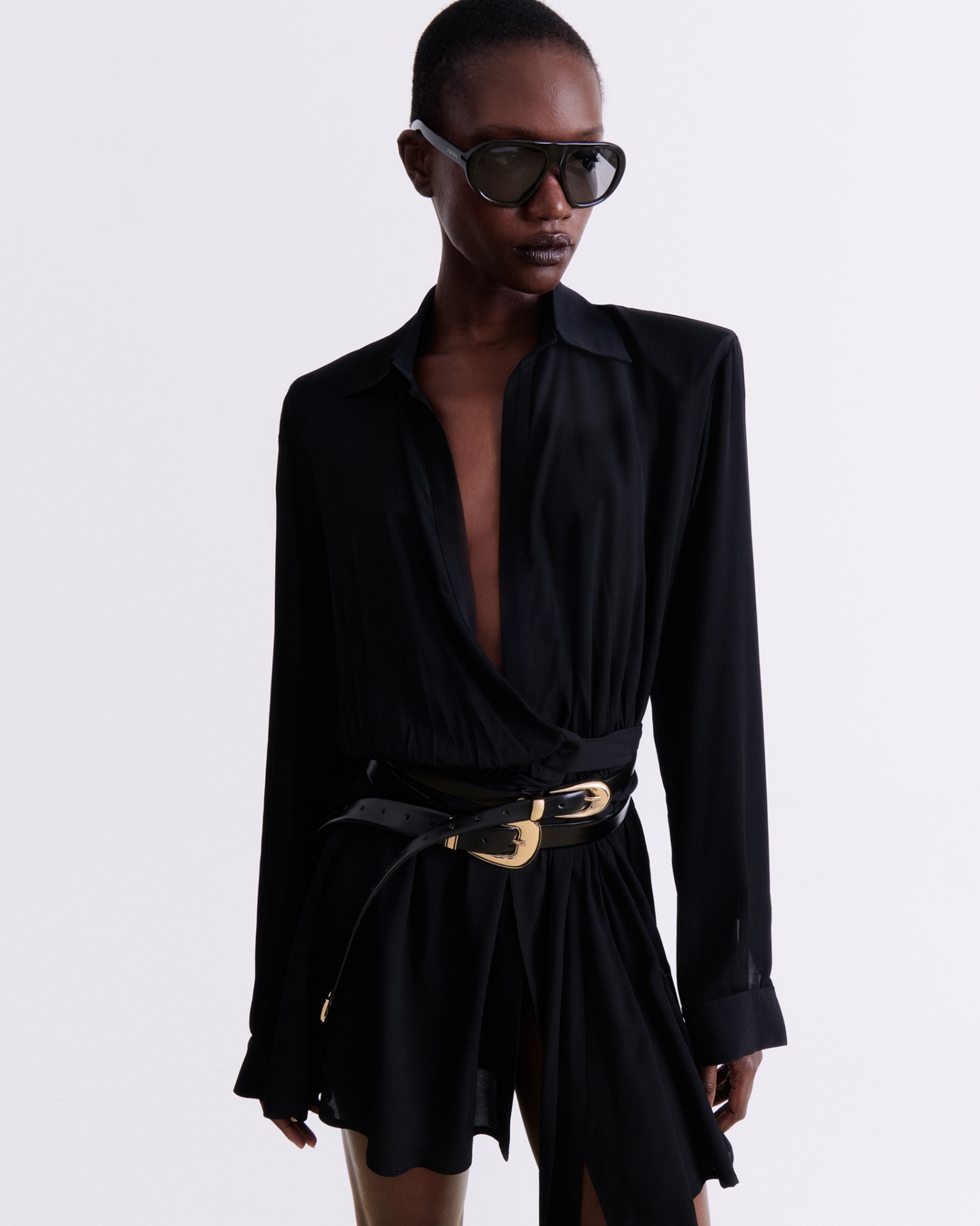 Picture of BLACK WRAP MINI DRESS