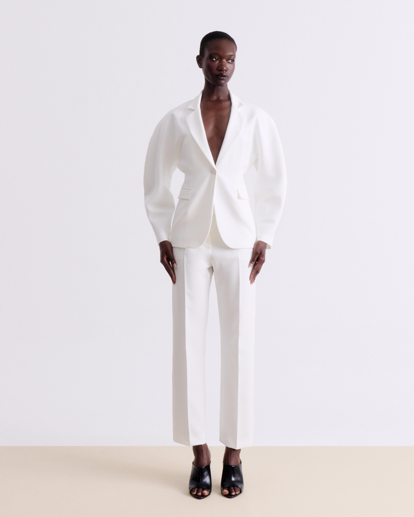 Picture of WHITE TAILORED PANTS WITH NERVIR