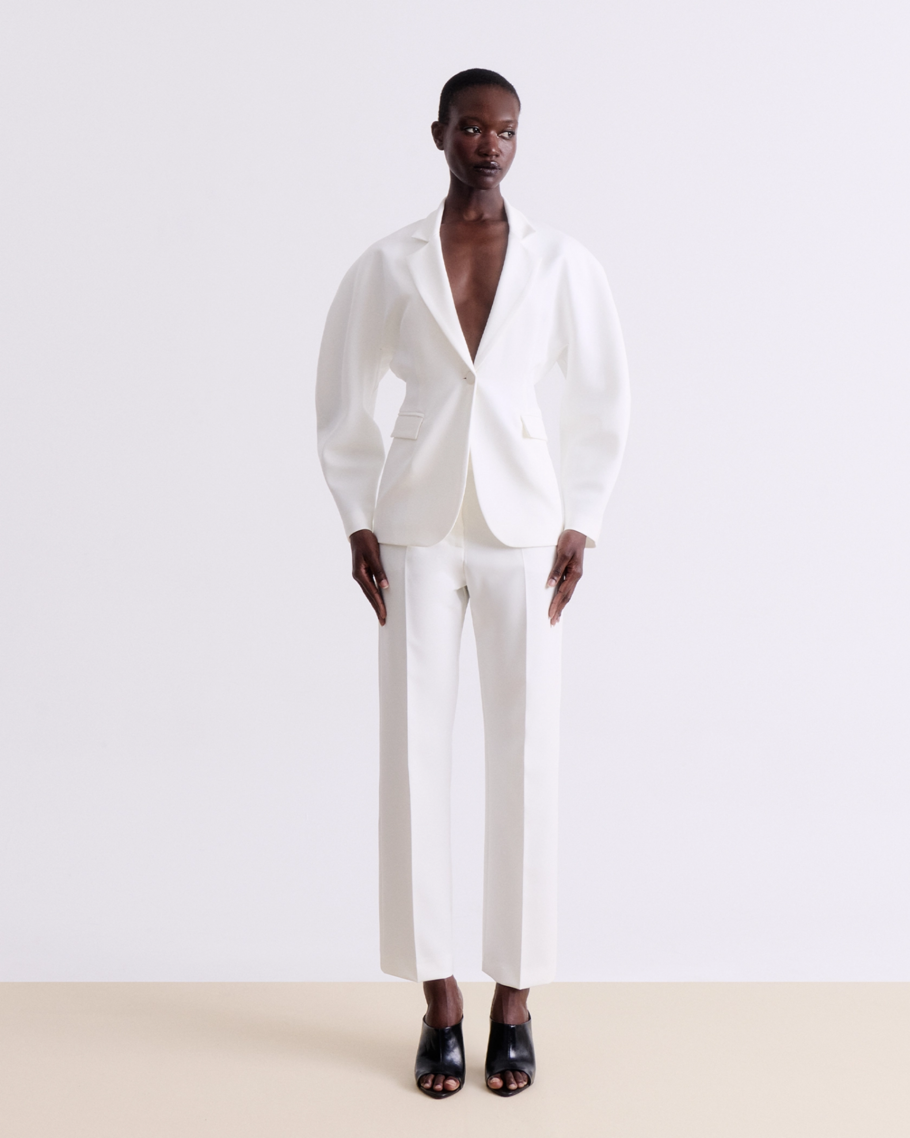 Picture of WHITE TAILORED PANTS WITH NERVIR