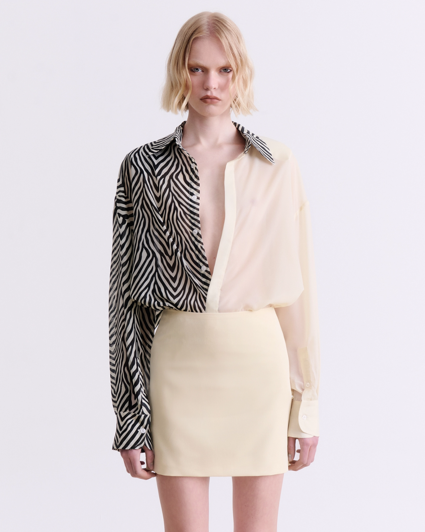 Picture of CREAM TAILORED MINI SKIRT