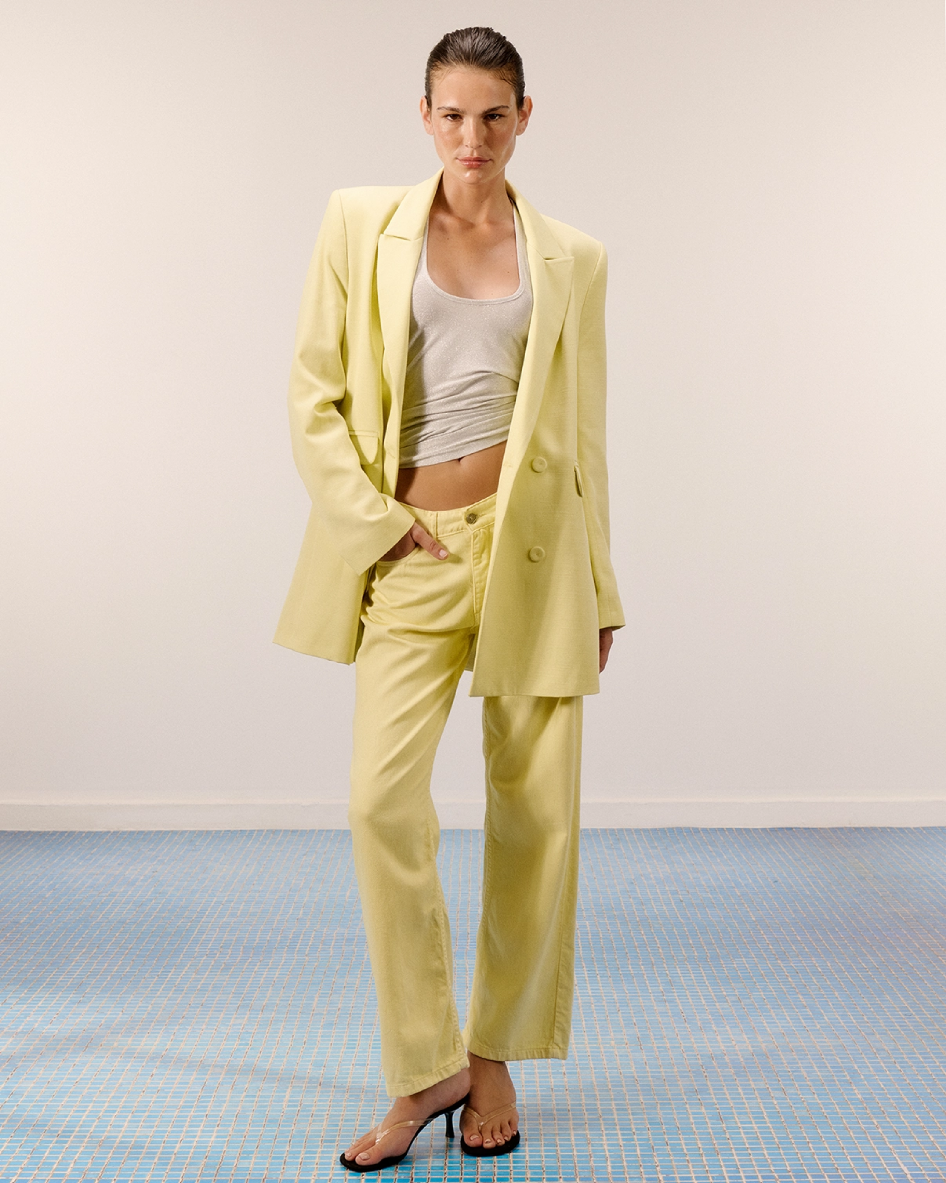 Picture of LEMON YELLOW MID-RISE JEANS