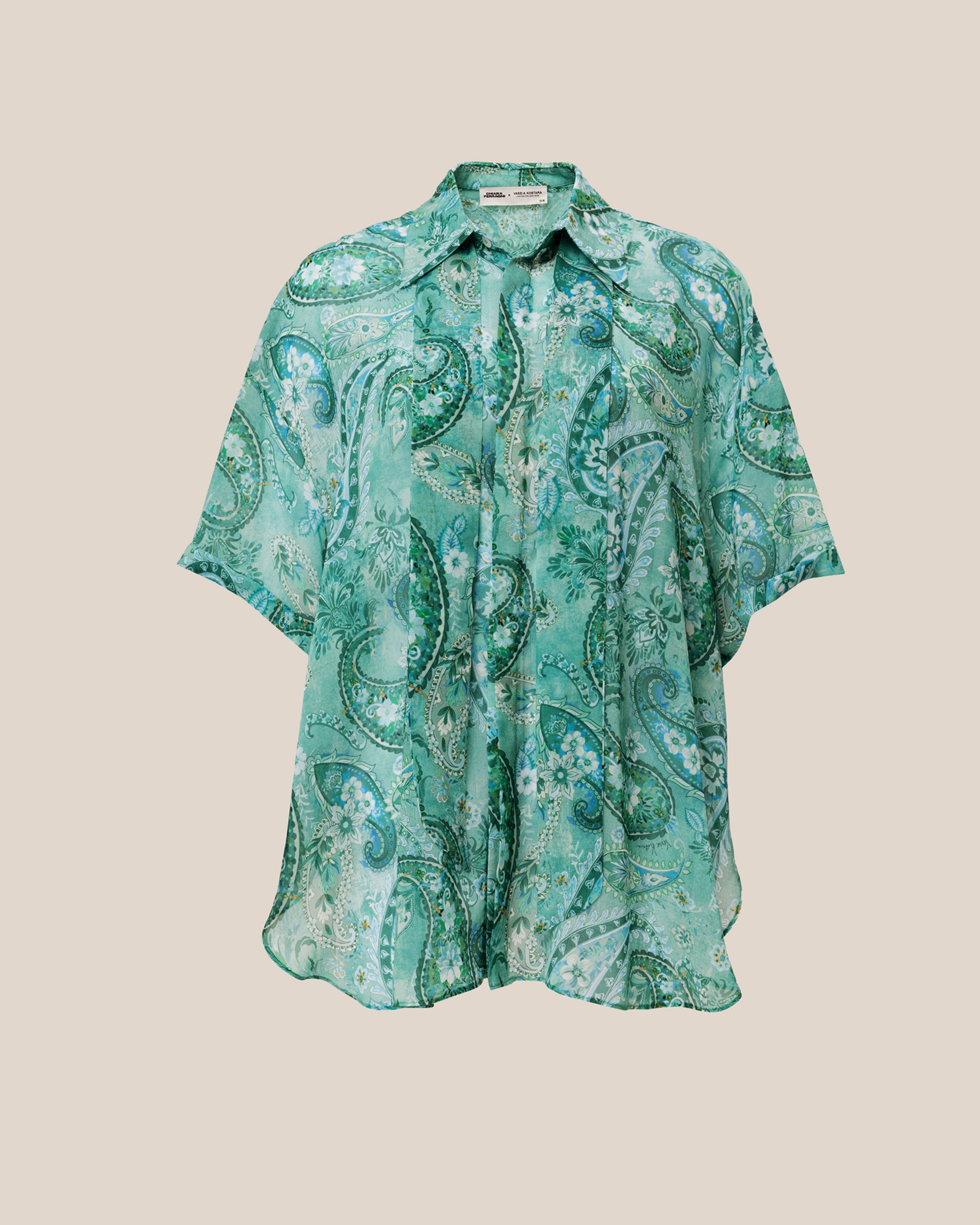 Picture of TURQUOISE PAISLEY SHORT-SLEEVE OS SHIRT