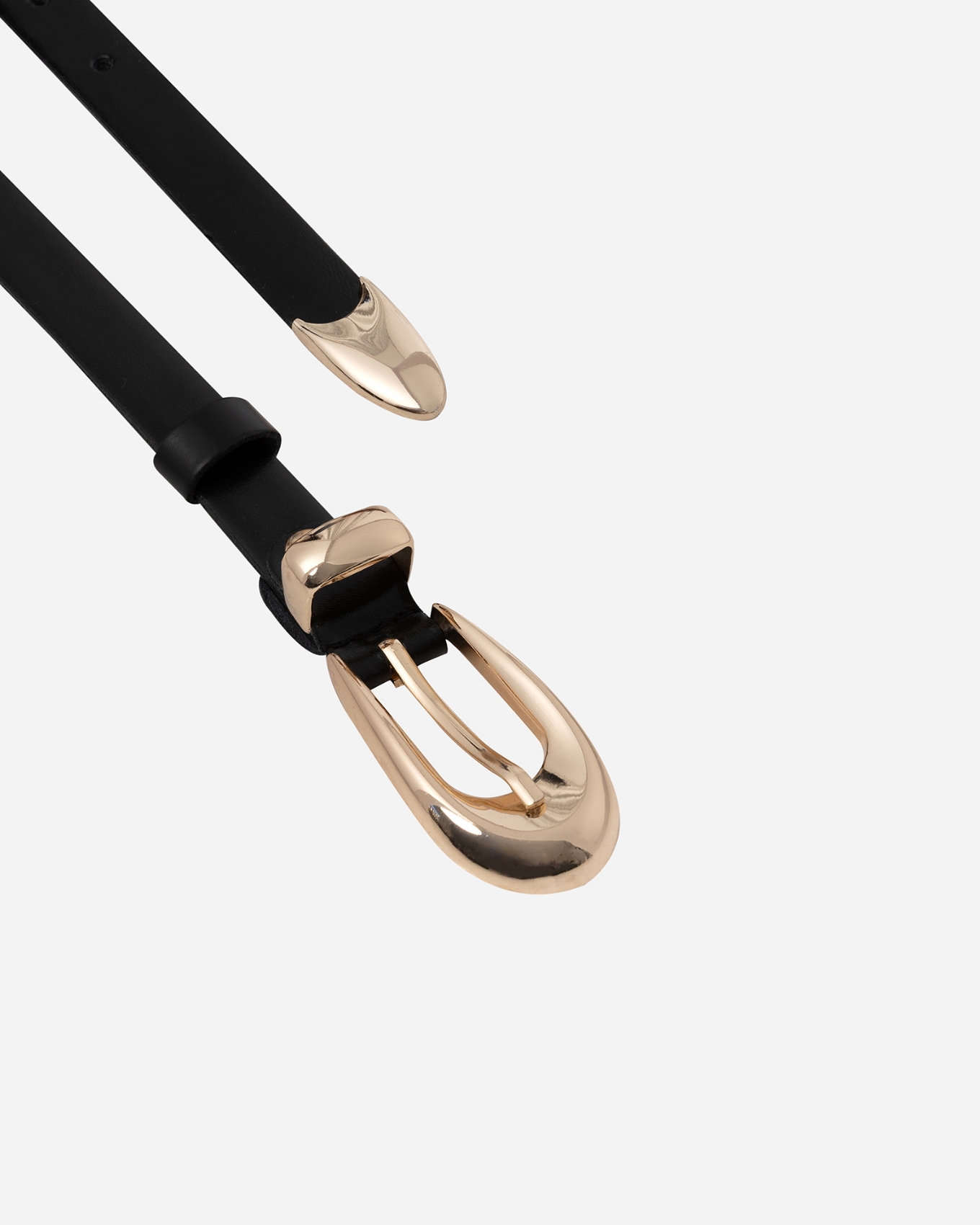 Picture of SLIM LEATHER BELT WITH GOLD BUCKLE