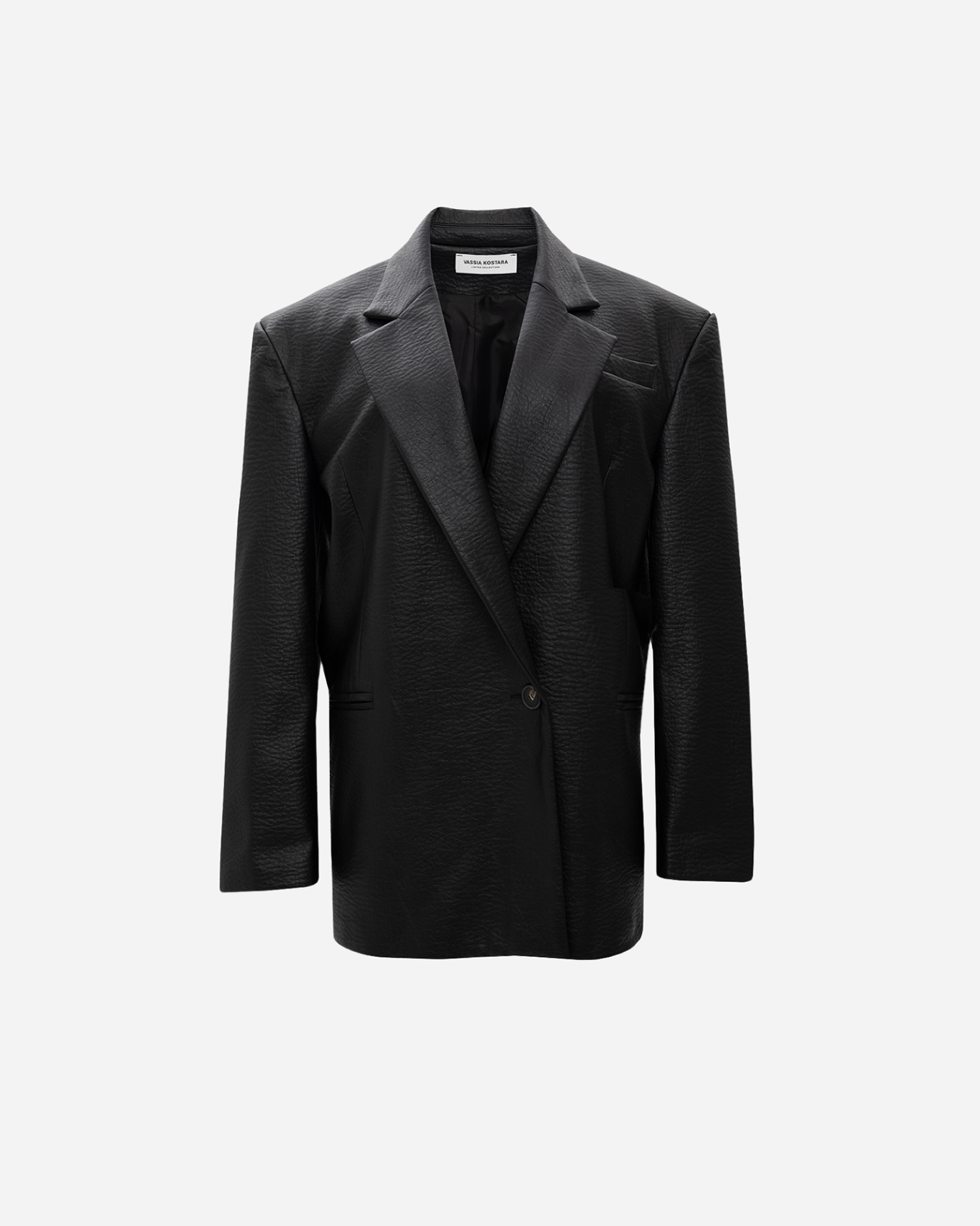 Picture of BLACK FAUX LEATHER BLAZER