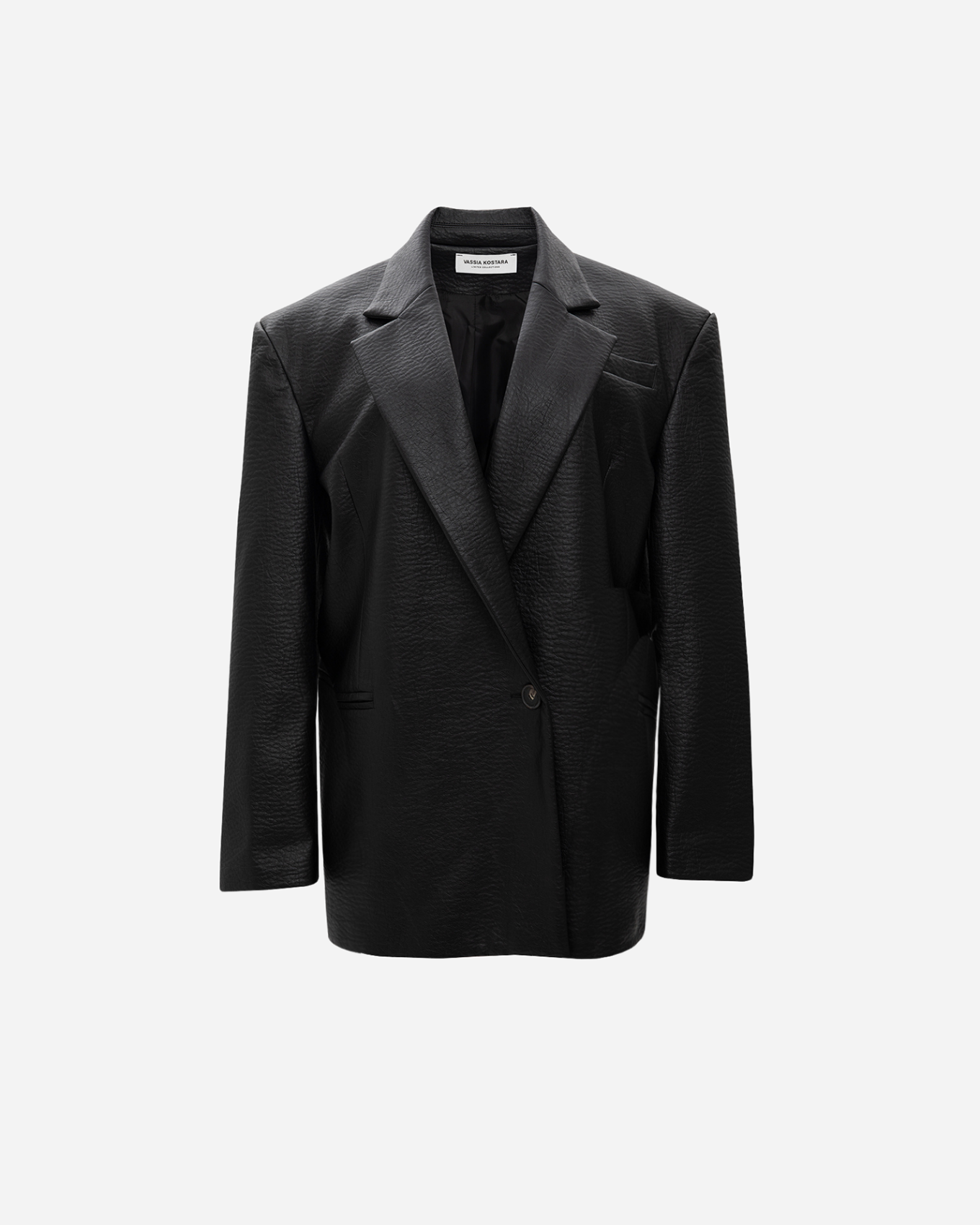 Picture of BLACK FAUX LEATHER BLAZER