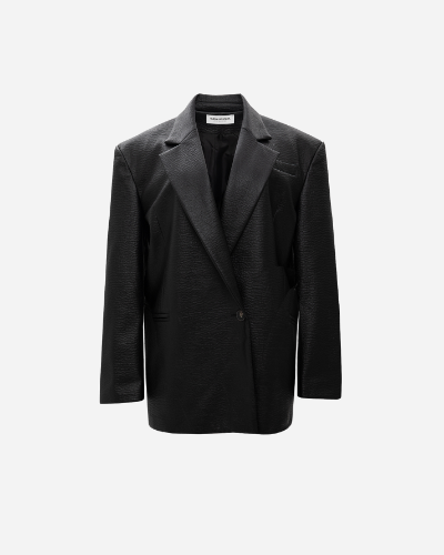 Picture of BLACK FAUX LEATHER BLAZER