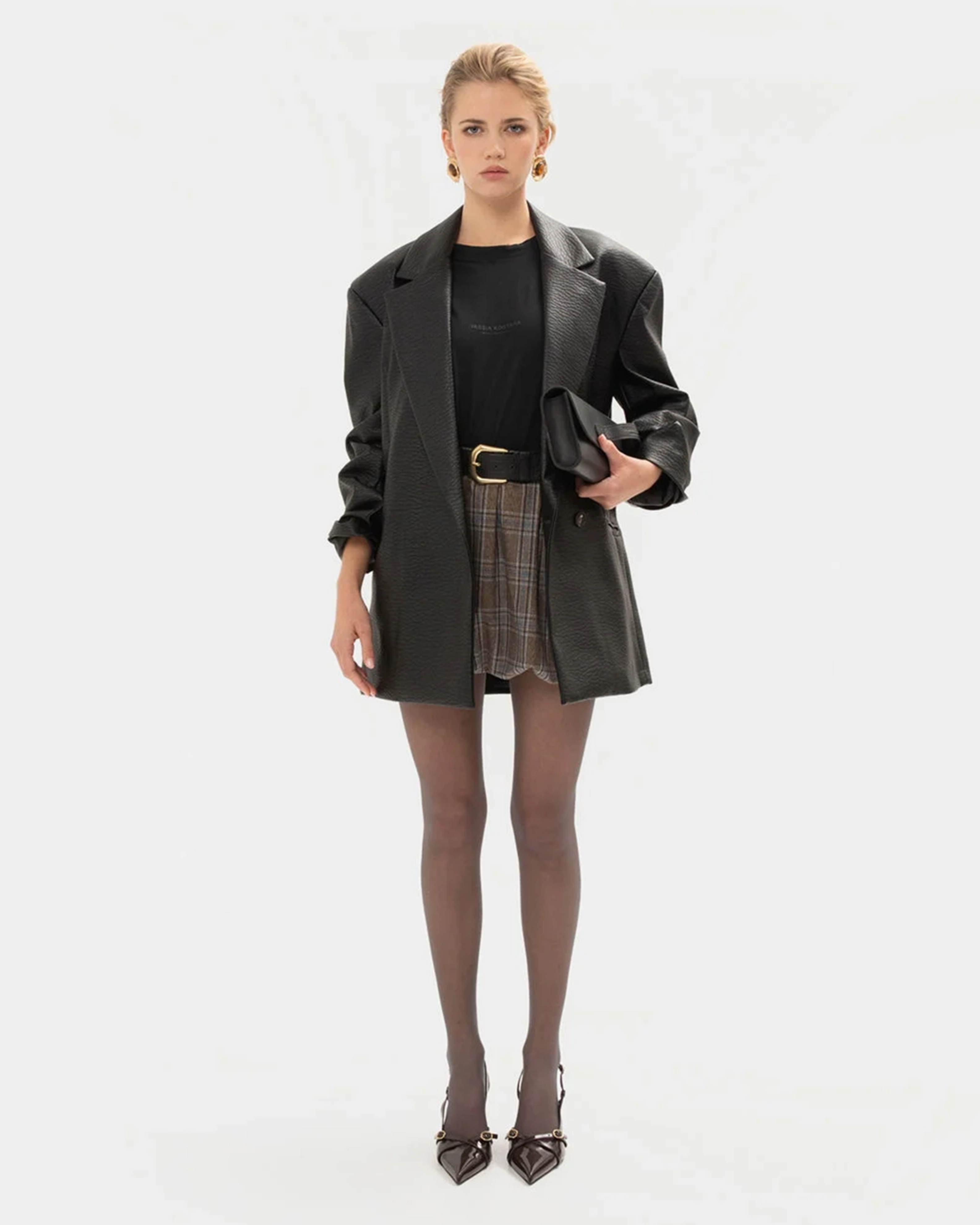 Picture of BLACK FAUX LEATHER BLAZER