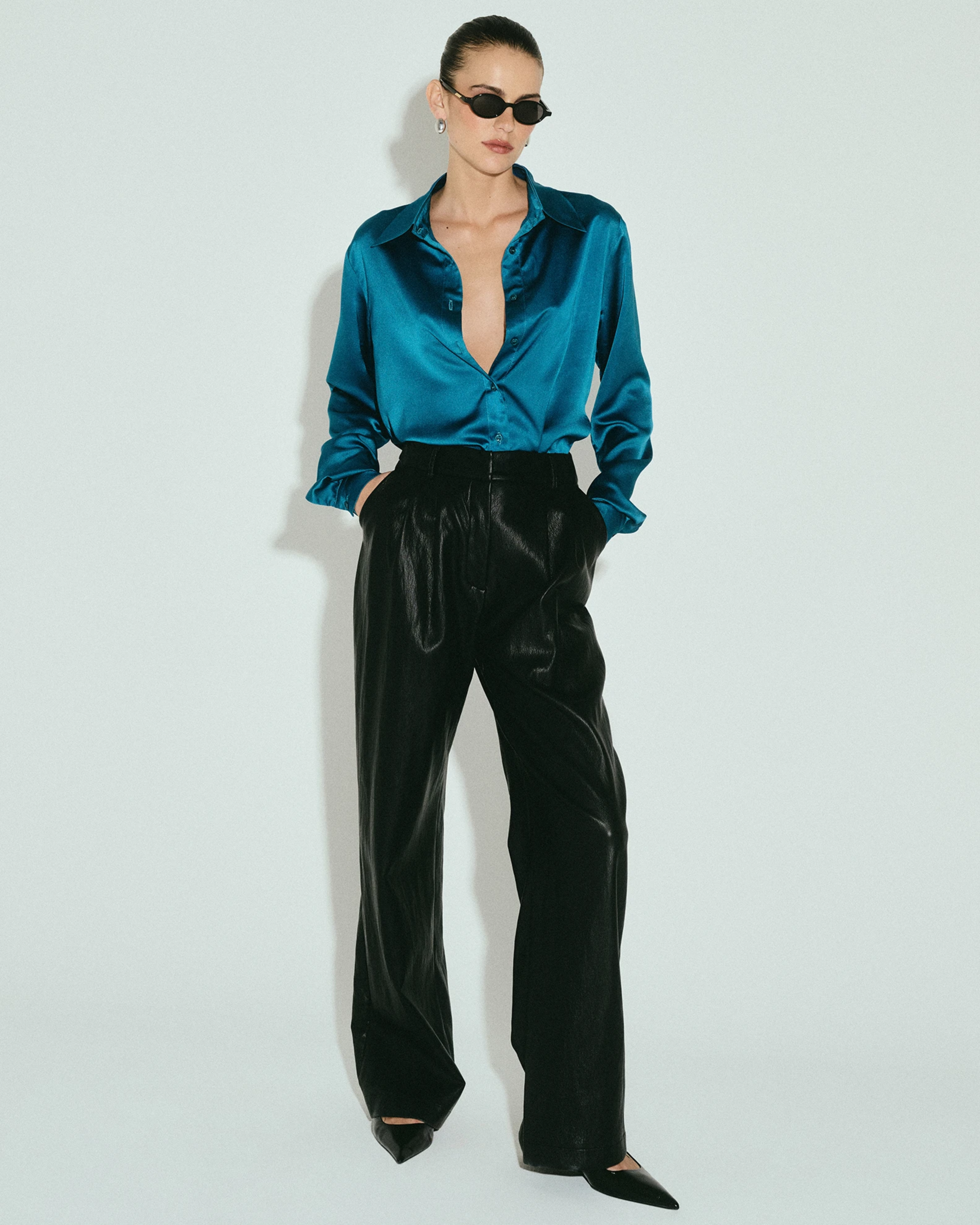 Picture of BLACK FAUX LEATHER PANTS