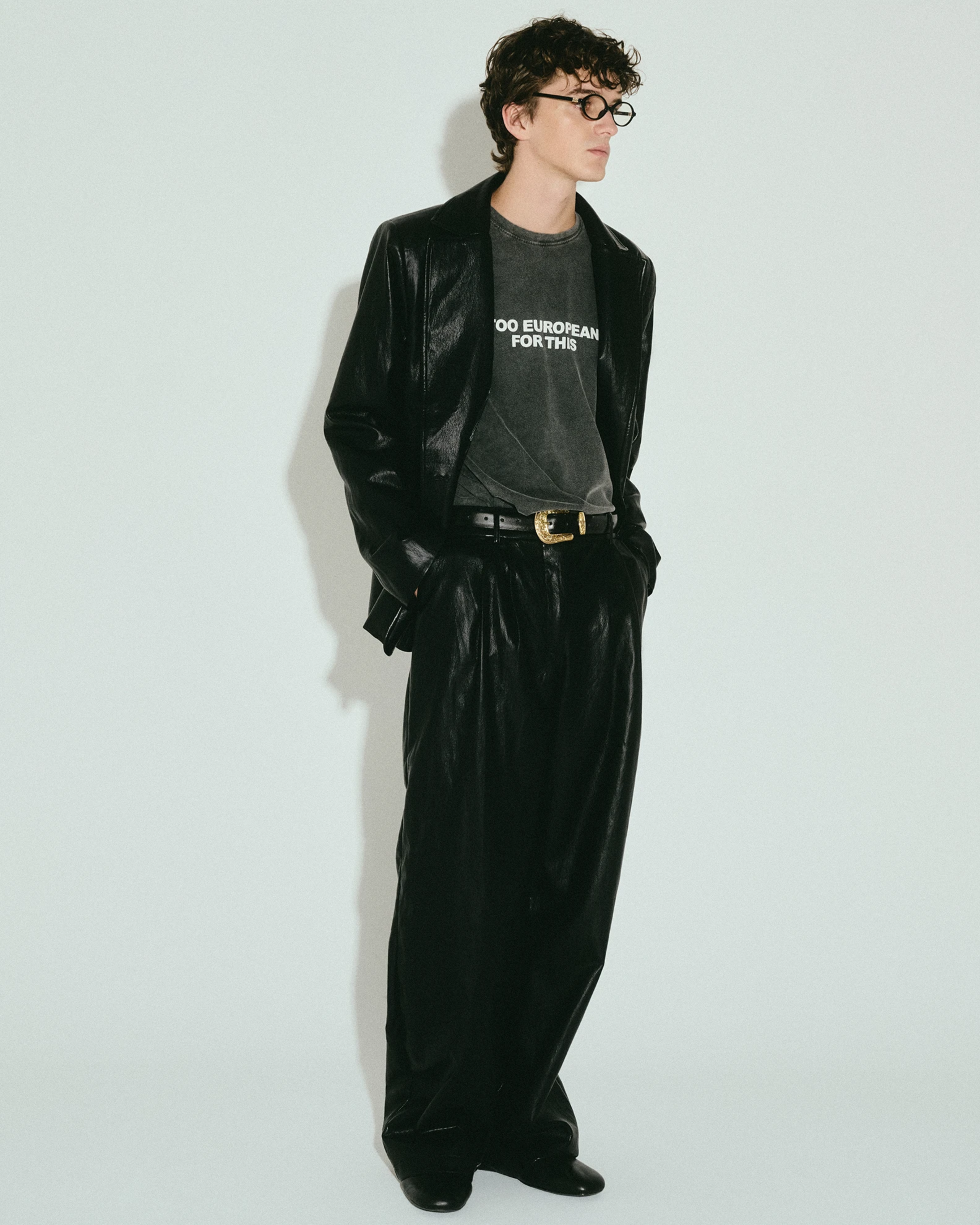 Picture of MEN'S BLACK FAUX LEATHER PANTS