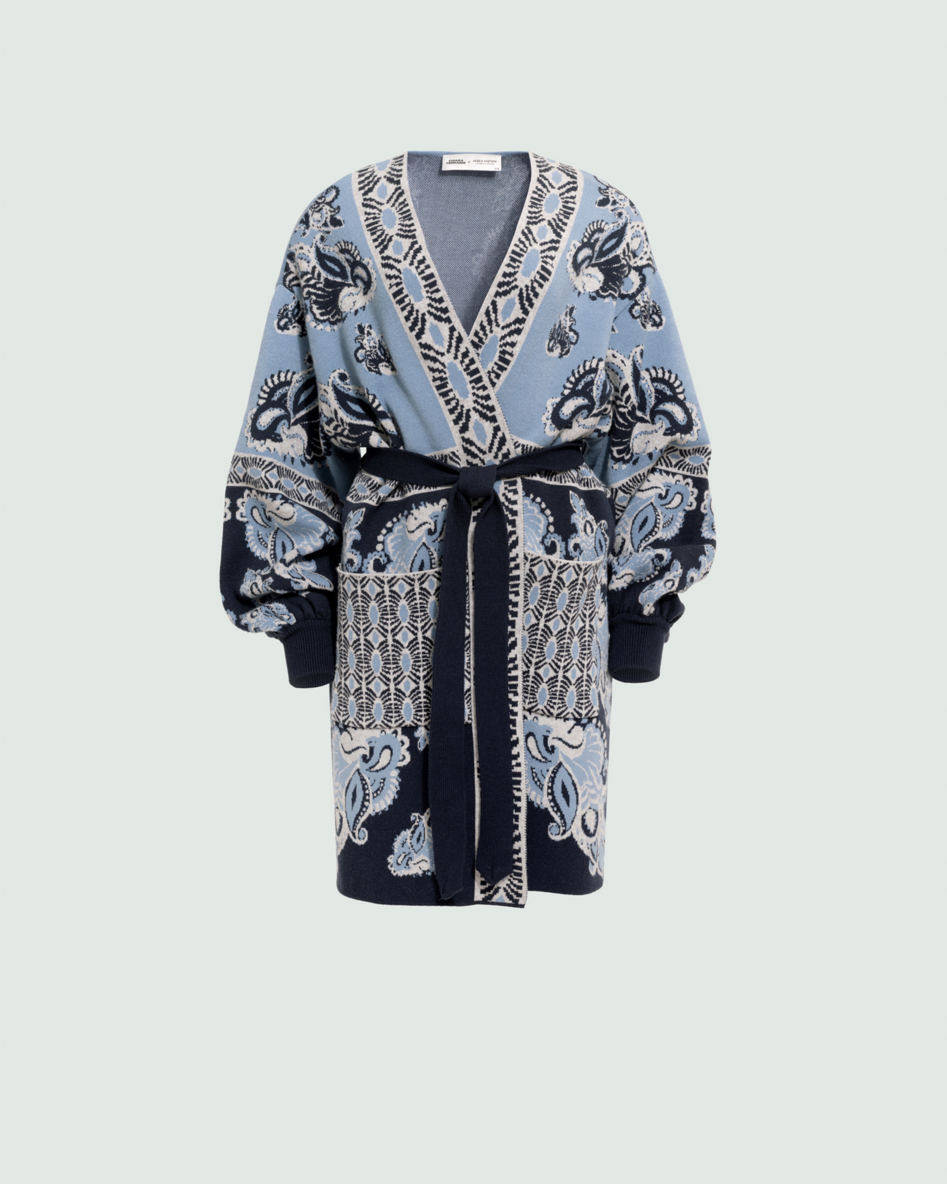 Picture of BLUE PAISLEY KNIT CARDIGAN