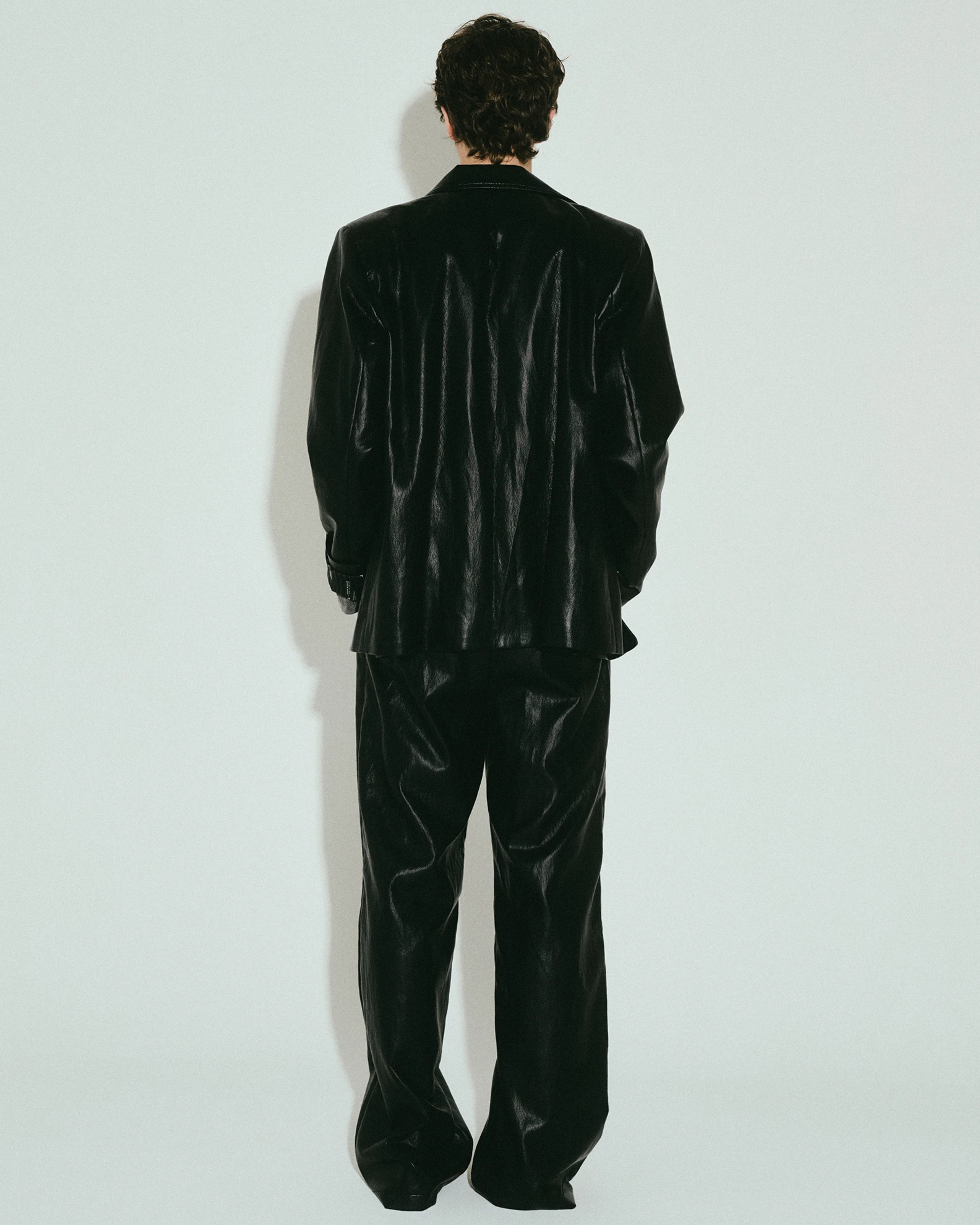 Picture of BELTED FAUX LEATHER BLAZER