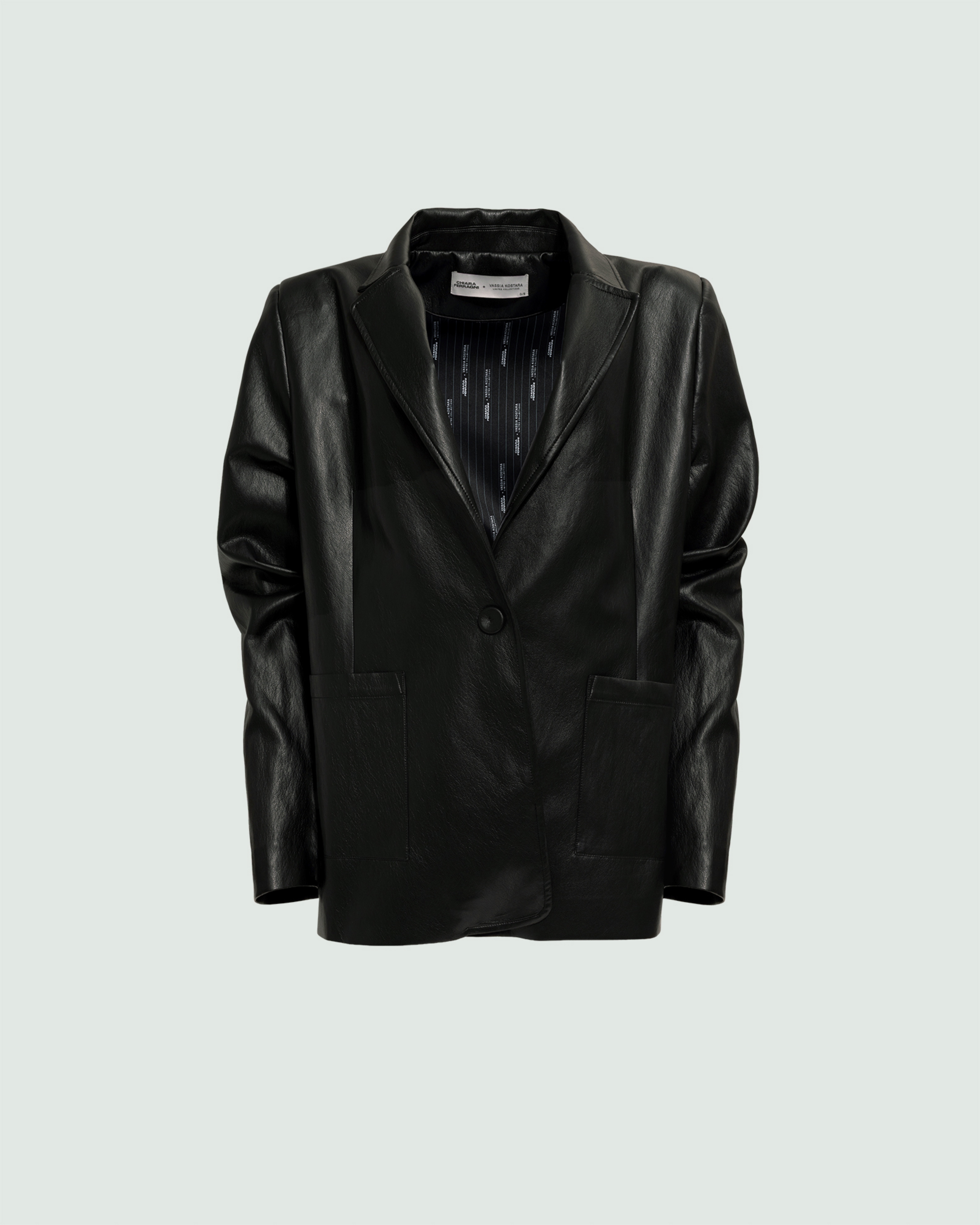 Picture of BELTED FAUX LEATHER BLAZER